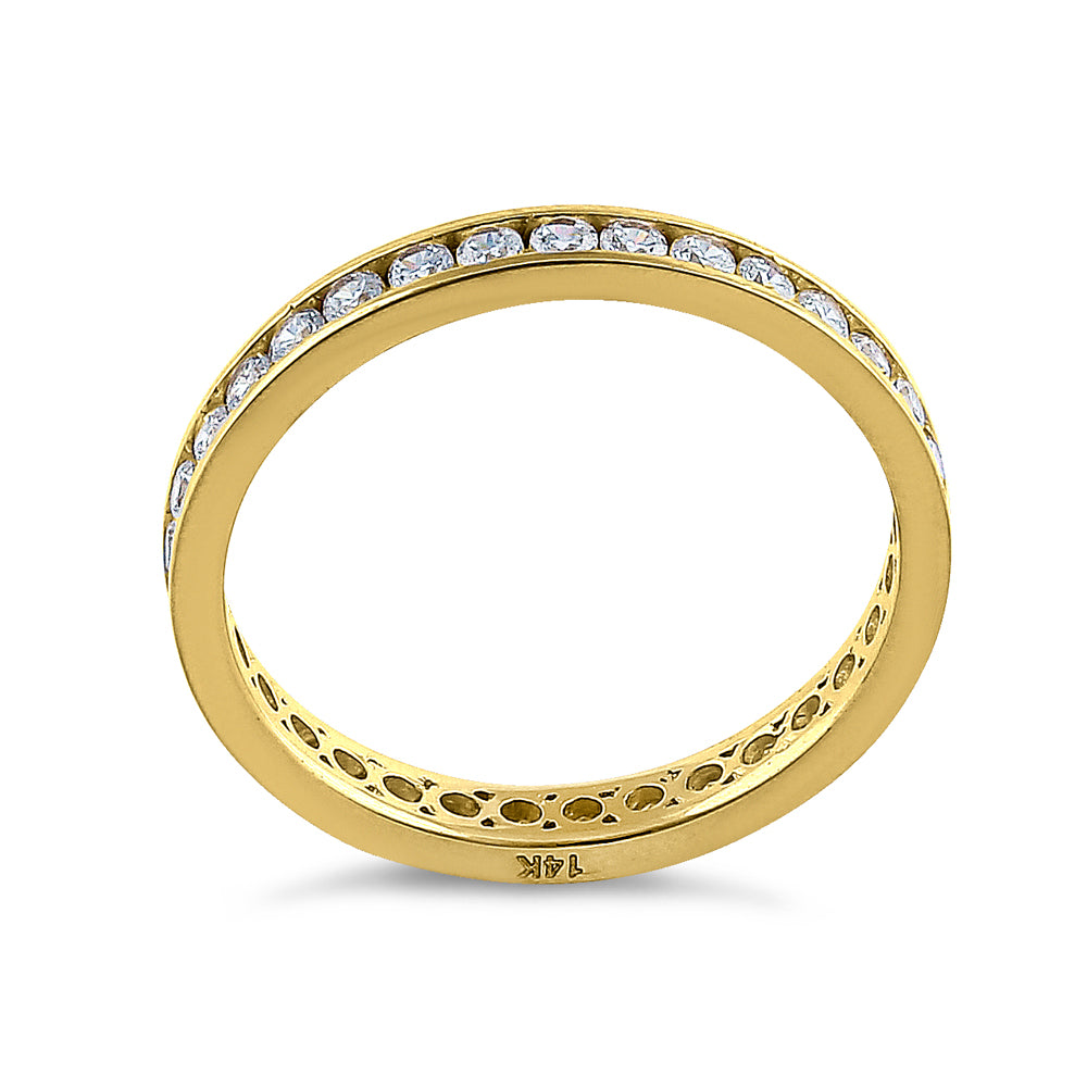 14K Yellow Gold Stackable Eternity Diamond Wedding Band Ring - Perfect for Anniversary Gifts, Bridal Jewelry & Everyday Luxury Wear
