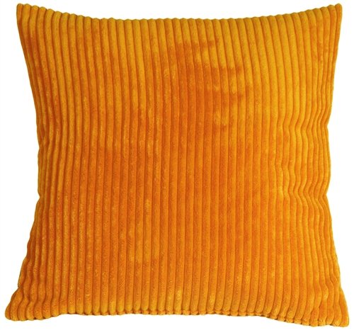 Wide Wale Corduroy Throw Pillow 22x22 Light Orange - Soft Decorative Cushion for Sofa, Bed & Living Room Décor