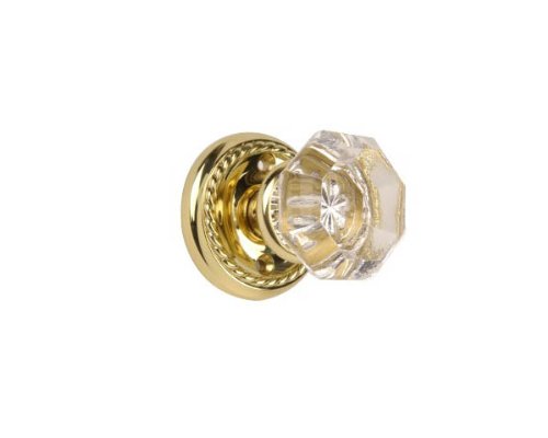 Old Town Glass Privacy Doorknob Set - Vintage Style Interior Door Handle with Clear Glass Knob for Bedroom, Bathroom & Closet - Smooth Operation & Secure Locking Mechanism