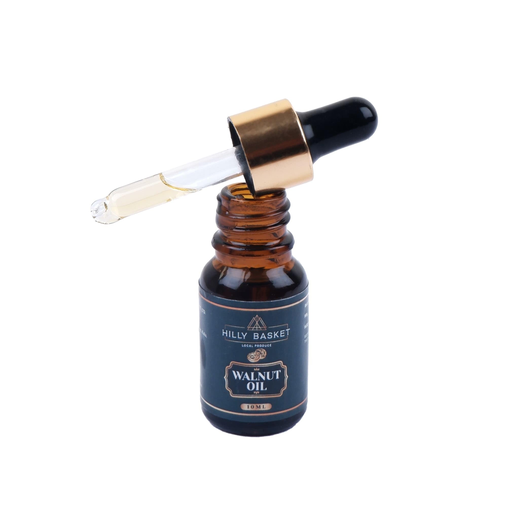Pure Cold Pressed Walnut Oil 10ml - 100% Natural Unrefined Walnut Oil with Glass Dropper | For Cooking, Salad Dressing & Skin Care | Premium Herbal Walnut Extract for Healthy Lifestyle