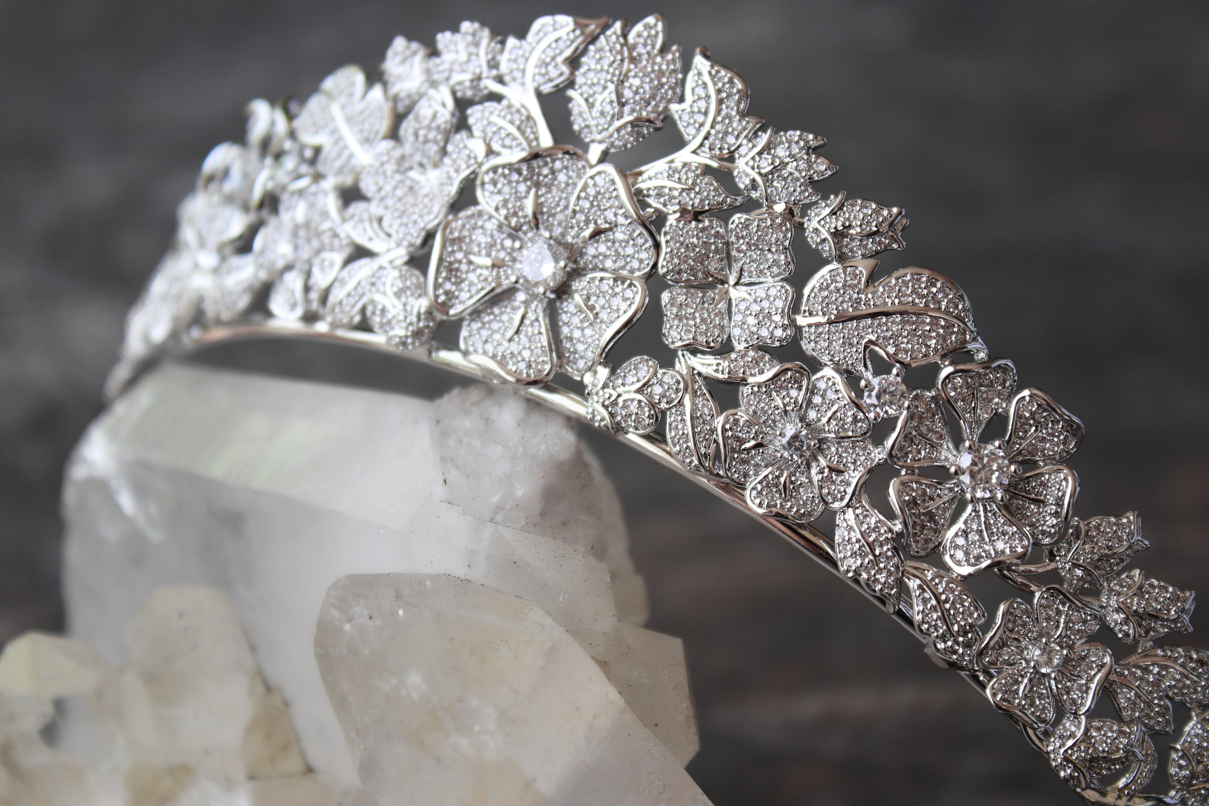 ELLINA Simulated Diamond Bridal Tiara - Sparkling Crystal Wedding Headpiece for Bride, Princess, Prom & Special Occasions | Elegant Hair Accessory for Weddings, Pageants & Formal Events
