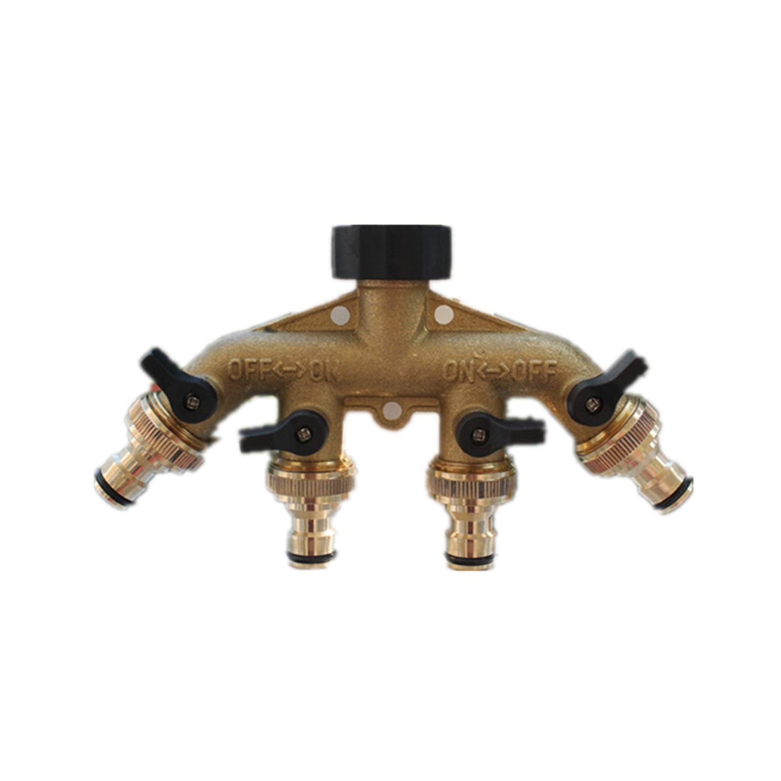 4-Way Brass Water Pipe Connector - Hose Valve Manifold Splitter Tap Fitting - 1PC Four Channel Water Distributor for Garden Irrigation, Hydroponics & Plumbing - Durable Hardware Accessories (Color: D)