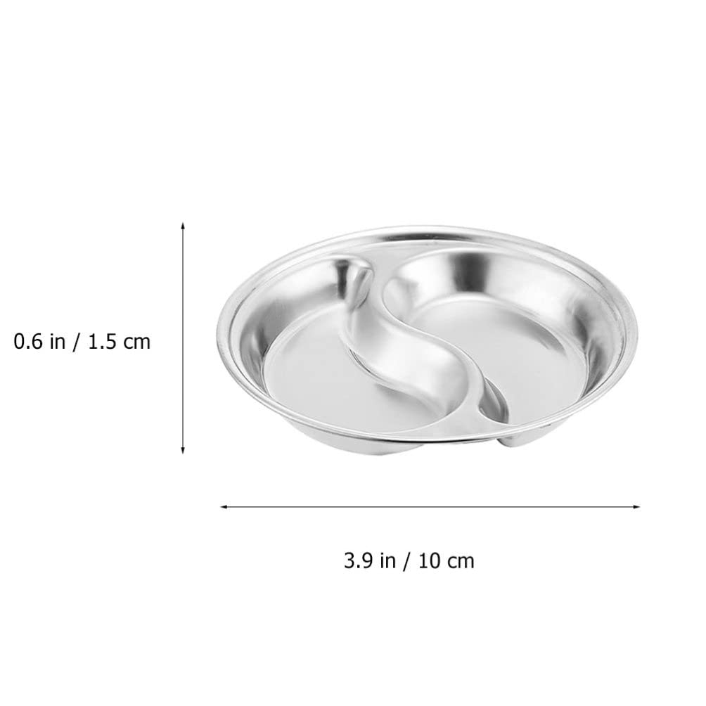 4-Piece Stainless Steel Divided Dipping Sauce Dishes Set - Small Round Soy Sauce & Seasoning Dishes for Sushi, Dumplings, Appetizers & Snacks | Perfect for Asian Cuisine, Parties & Home Dining