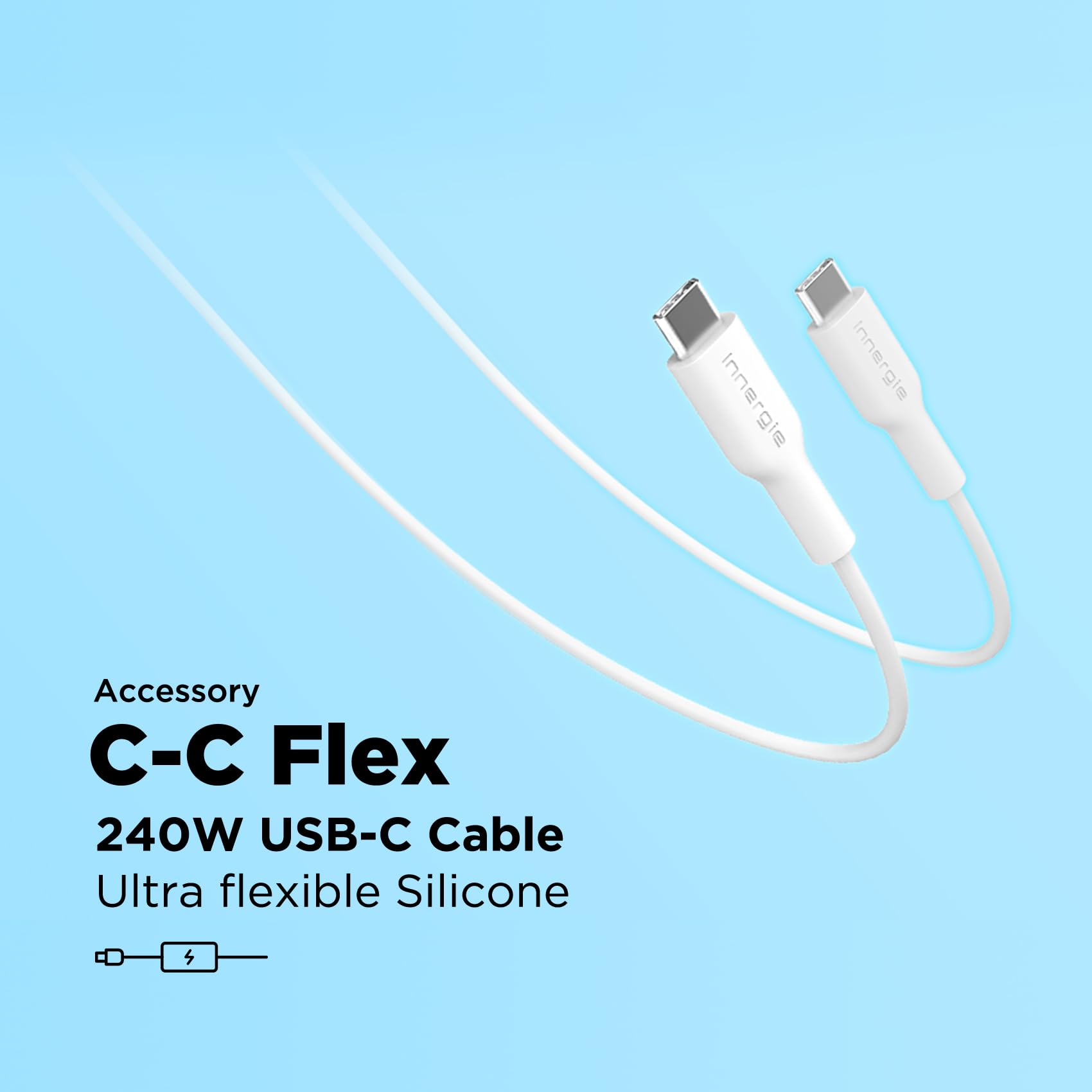 Innergie 240W USB C to USB C Fast Charging Cable 3.3ft (1m) - PD 3.1 Certified for MacBook Pro, iPad, Samsung Galaxy S24, Nintendo Switch, Google Pixel, LG - Flexible Silicone White Cable by Delta Electronics - Perfect for Travel, Office & Home Charging