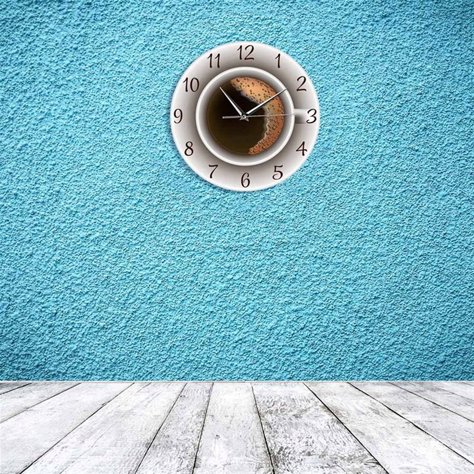 TOMYEUS Silent Wall Clock - Decorative Coffee Cup with Foam Design, Perfect for Kitchen, Cafe & Coffee Shop Decor | Stylish Timepiece for Home & Office