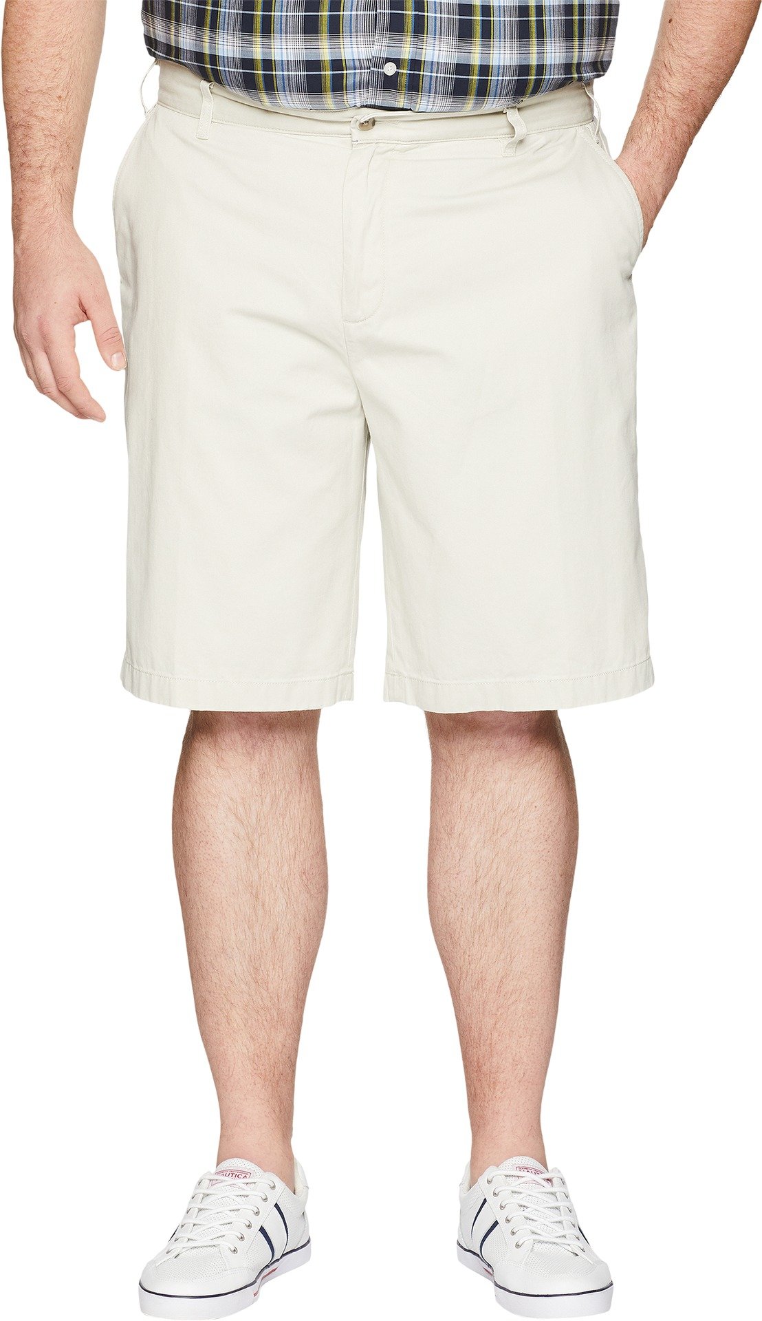 Nautica Men's Big & Tall Cotton Twill Flat Front Chino Shorts - Comfortable Casual Summer Shorts for Outdoor Activities & Travel