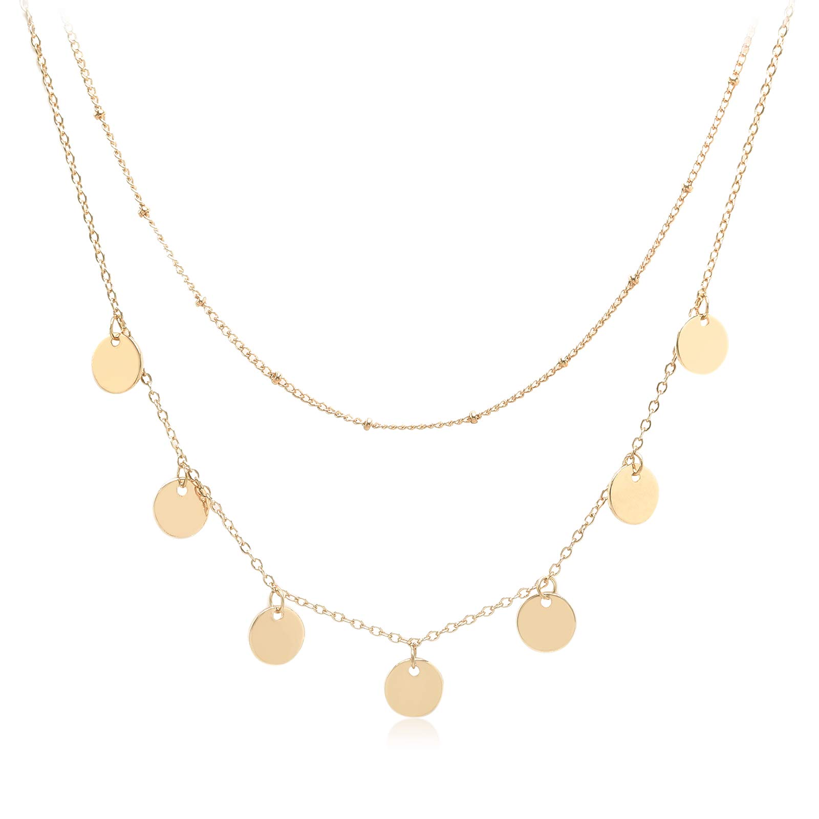 Dainty Layered Choker Necklace Set for Women - Handmade Gold Plated Chain with Coin, Tube & Pearl Pendants - Adjustable Multilayer Design for Everyday Wear, Parties & Gifts