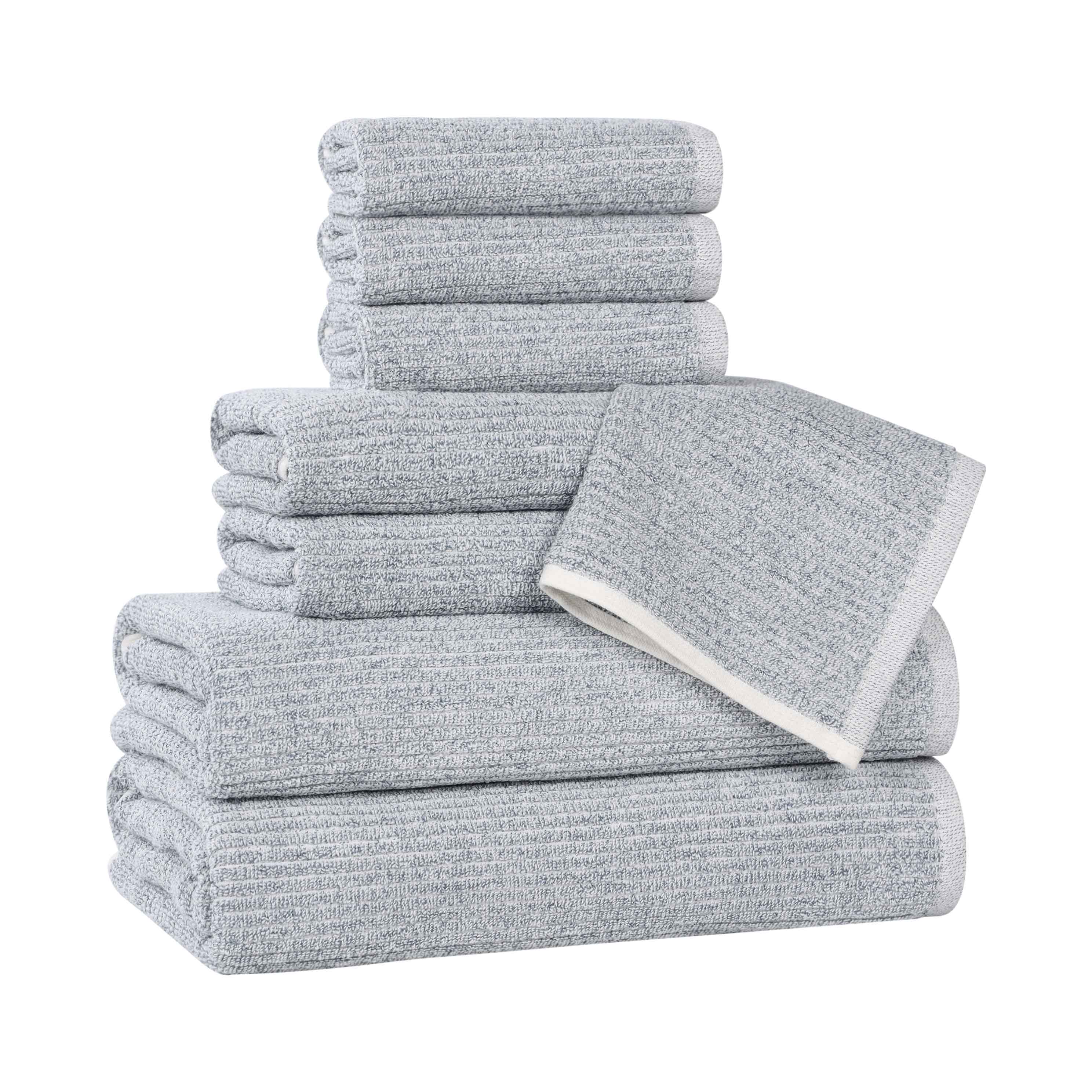 Premium 8-Piece Cotton Blend Ribbed Towel Set - Soft, Absorbent & Durable Bath Towels for Spa, Gym, and Luxury Home Use
