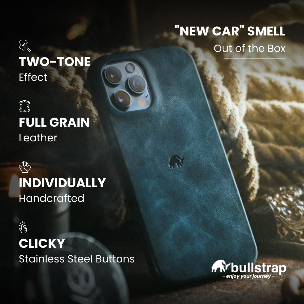 Premium Full-Grain Leather iPhone 12 Mini Case - Handcrafted Slim Fit with MagSafe Compatibility | Durable & Stylish Ocean Color Patina | Perfect for Work, Travel & Everyday Protection