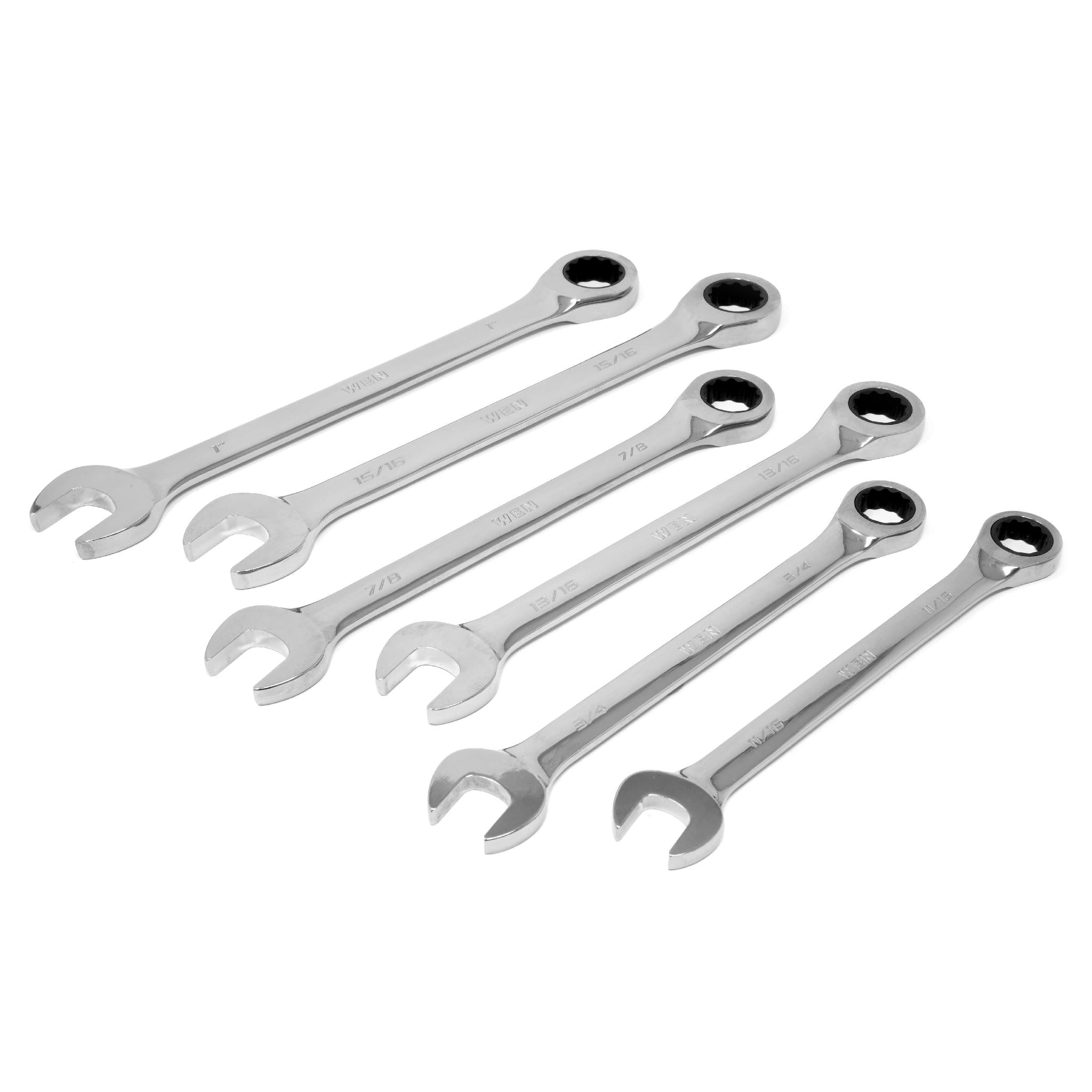 WEN WR131A 13-Piece Professional Grade Ratcheting SAE Combination Wrench Set with Storage Rack - Perfect for Automotive Repair, DIY Projects & Home Maintenance