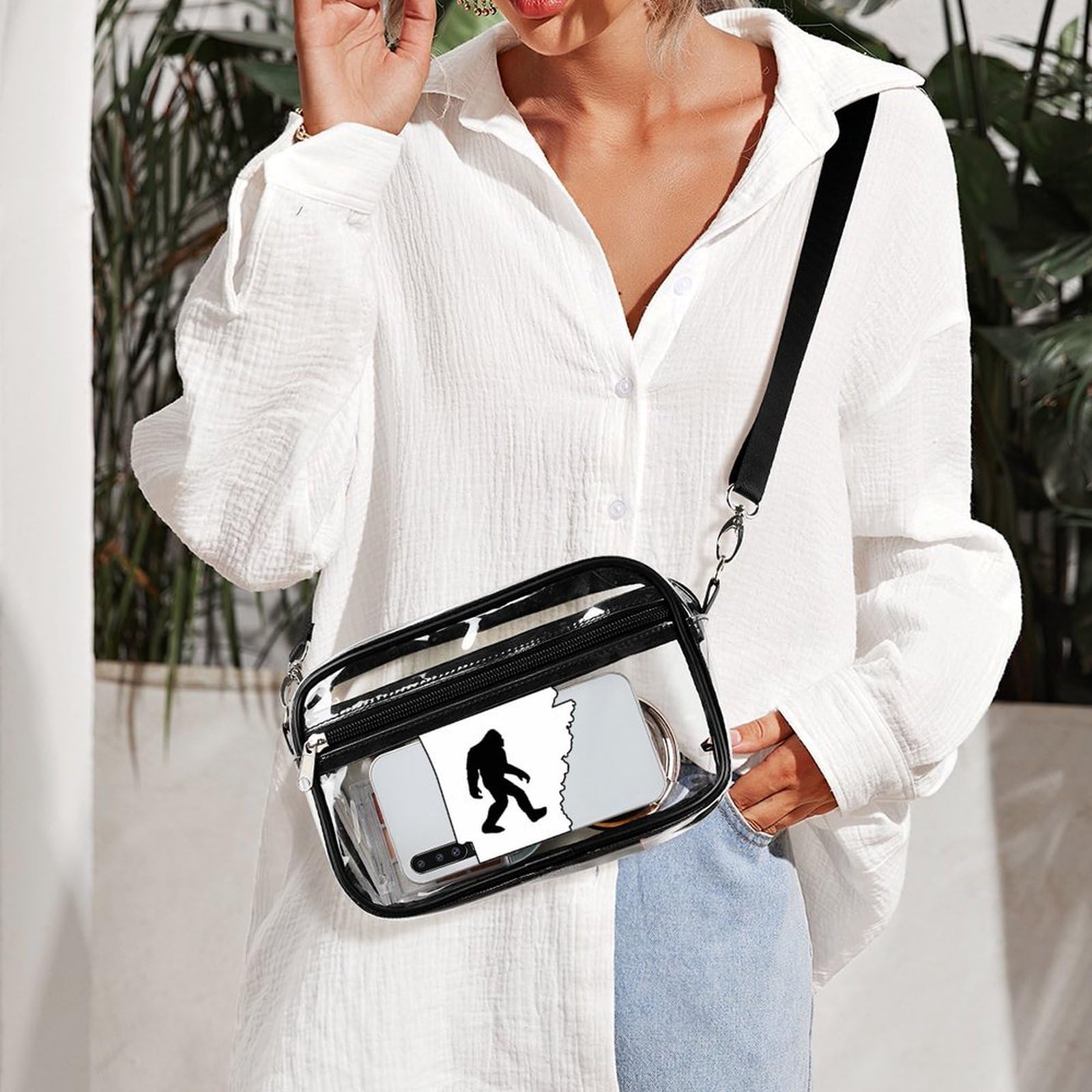 Arkansas State Bigfoot Clear Crossbody Bag - Fashionable Stadium Approved Shoulder Purse for Concerts, Sports Events & Festivals - Perfect for Music Festivals, Football Games & Outdoor Adventures