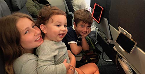 SkyClip Airplane Phone Holder - Adjustable Back of Seat Tray Table Clip & Durable Stand for iPhone, Android, Tablets - Perfect for Inflight Entertainment, Reading & Work (Black, 2-Pack) - Travel Essential for Long Flights & Commuting