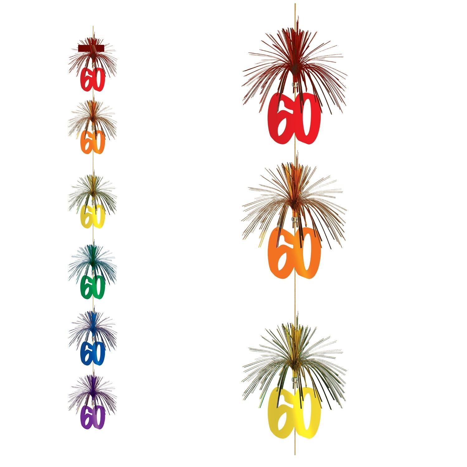 12 Pack Beistle 60th Birthday Party Decorations - Firework Stringer Banner for Anniversary Celebrations, Retirement Parties & Milestone Events