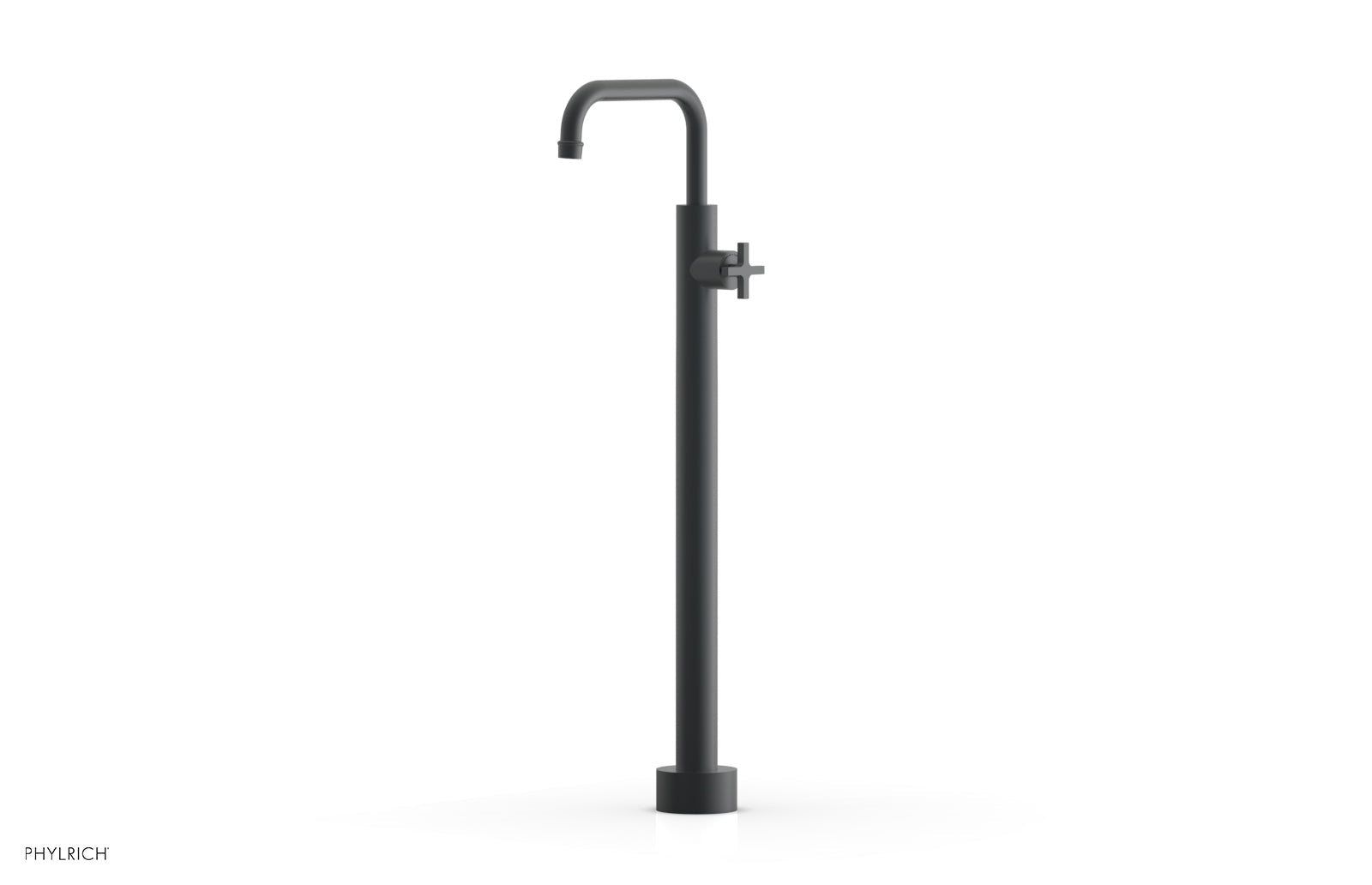 HEX MODERN Tall Floor Mount Tub Filler with Cross Handle - Model 501 54 02 - Perfect for Contemporary Bathroom Designs and Freestanding Bathtubs