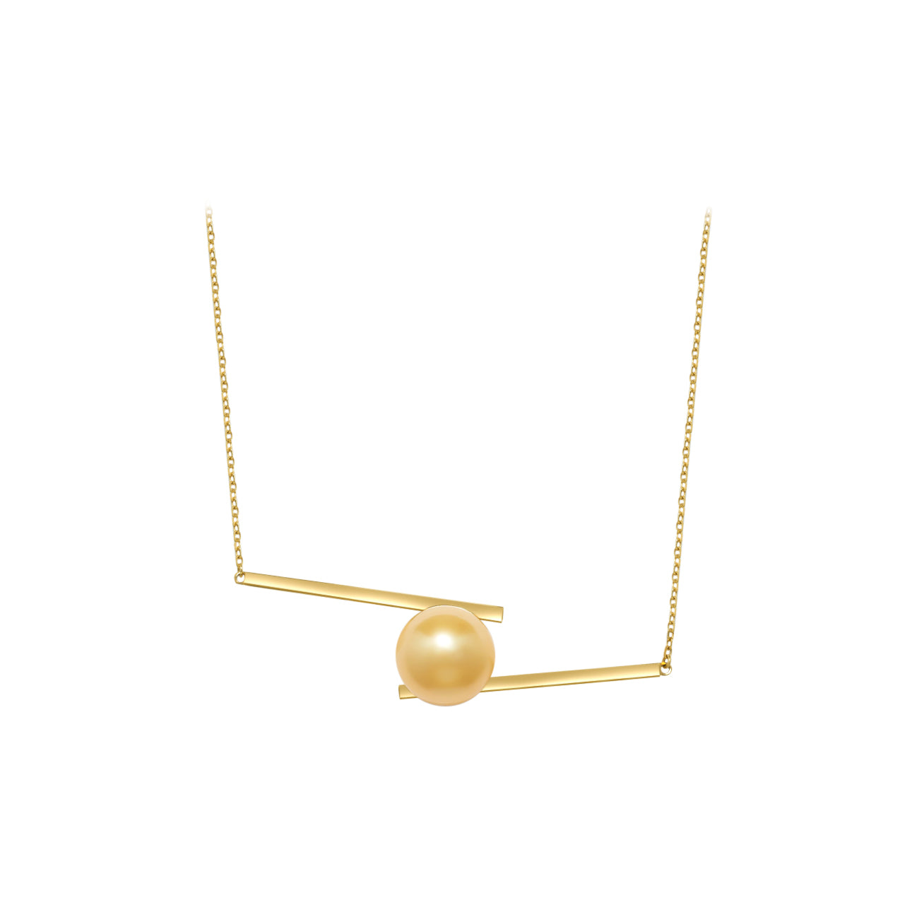 18K Solid Gold Golden South Sea Pearl Necklace KN00028 - Luxury Pearl Jewelry for Women, Elegant Gift for Wedding, Anniversary & Special Occasions