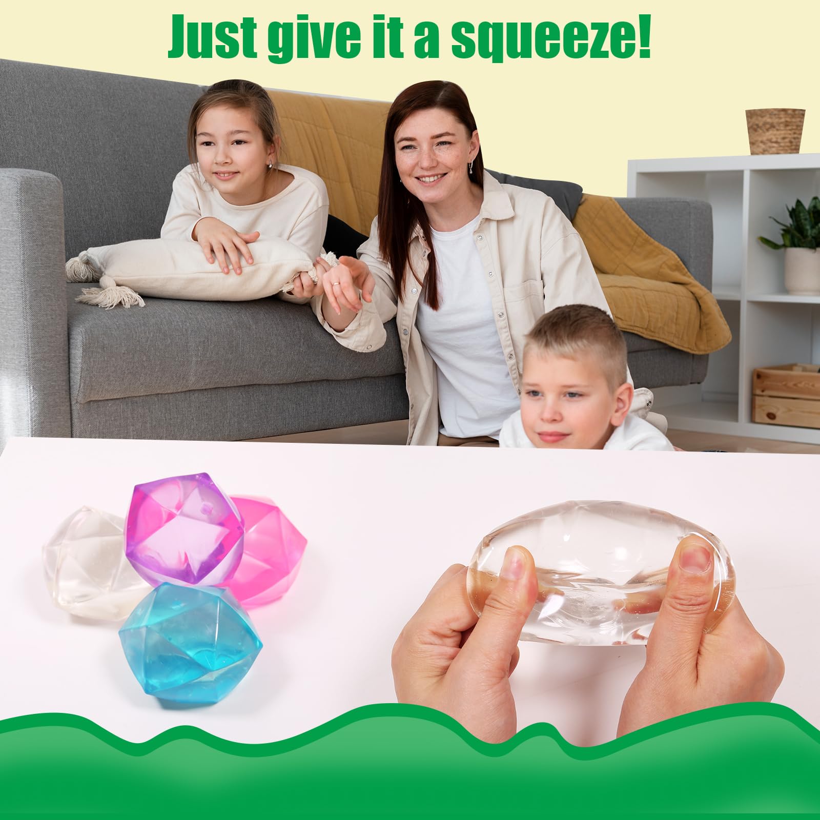 2.45 Inch White Stress Cube Squishy Ball - Diamond Malt Sugar Fidget Toy for Adults & Kids Age 3+ - Square Hand Exercise Sensory Relief - Perfect for Office, School & Anxiety Relief