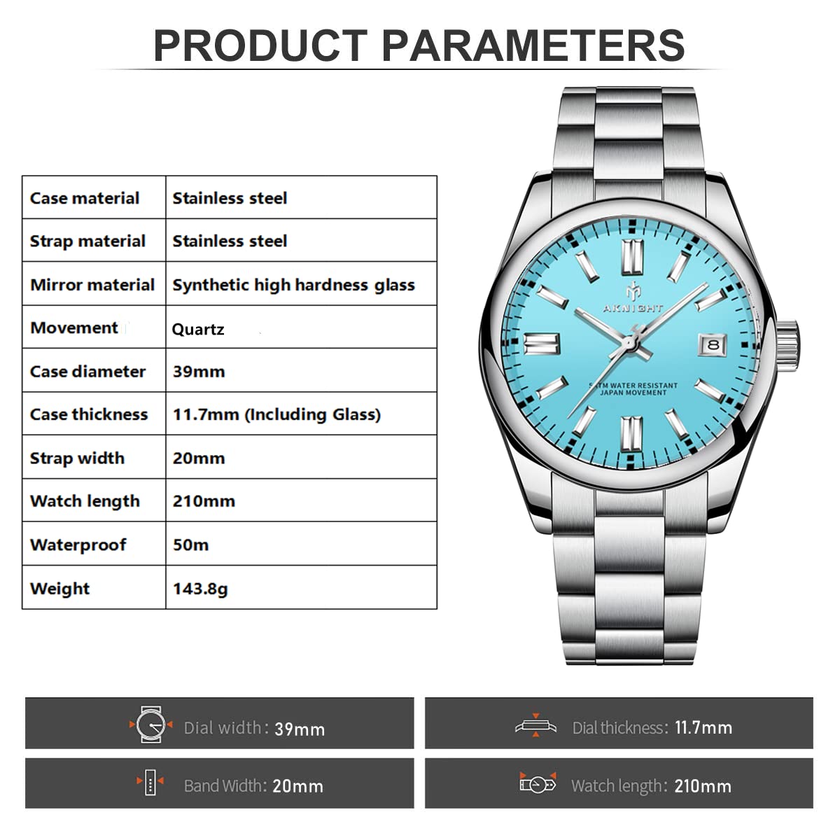 Waterproof Stainless Steel Men's Analog Chronograph Watch - Fashionable Dress Watch with Luminous Hands & Easy Read Dial - Perfect Gift for Business, Formal Events & Everyday Wear