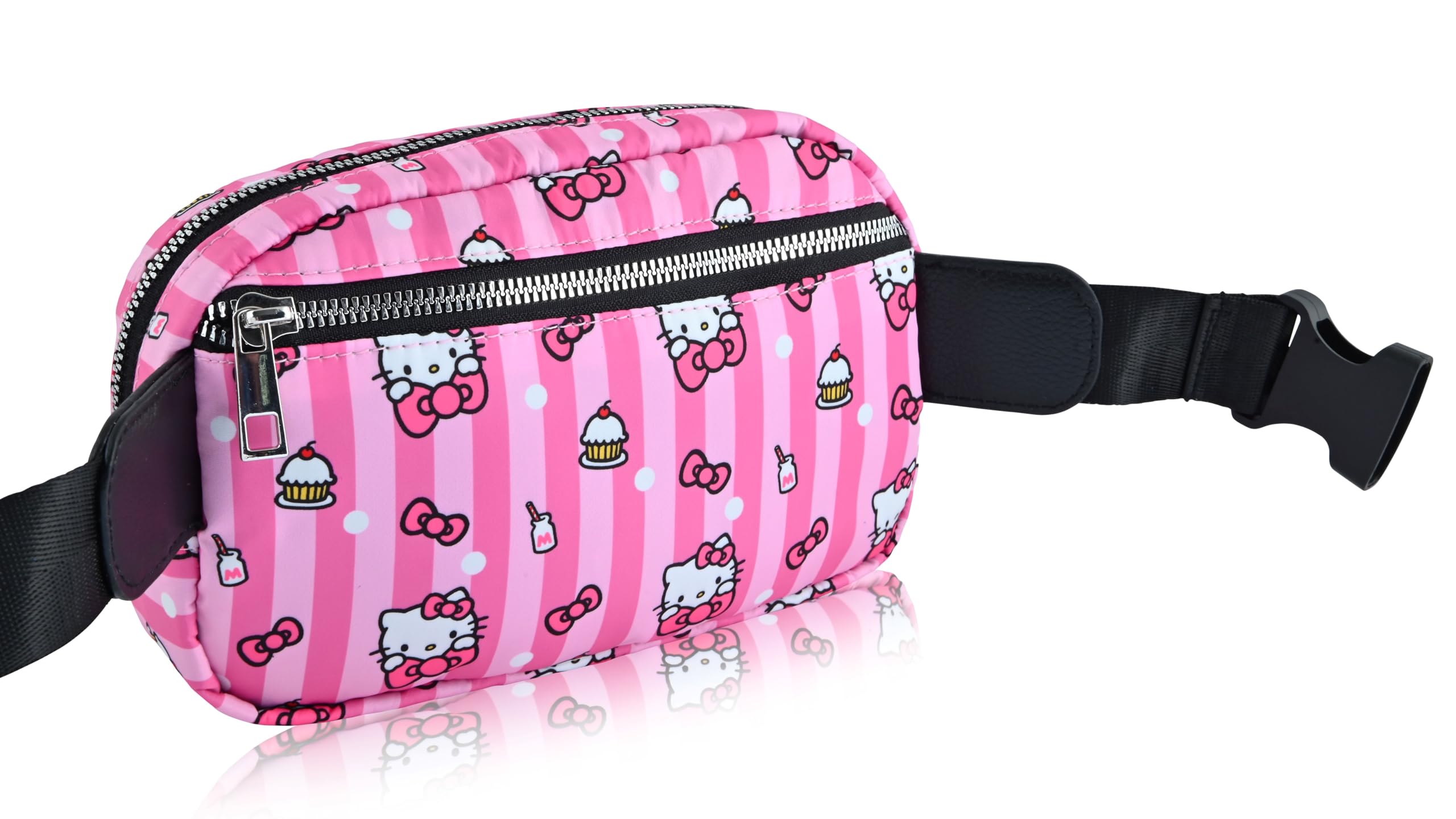 Sanrio Hello Kitty Crossbody Bag for Women - Stylish Fanny Pack Belt Bag with Buckle | Lightweight Travel Essential & Everyday Purse for School, Shopping, and Outings