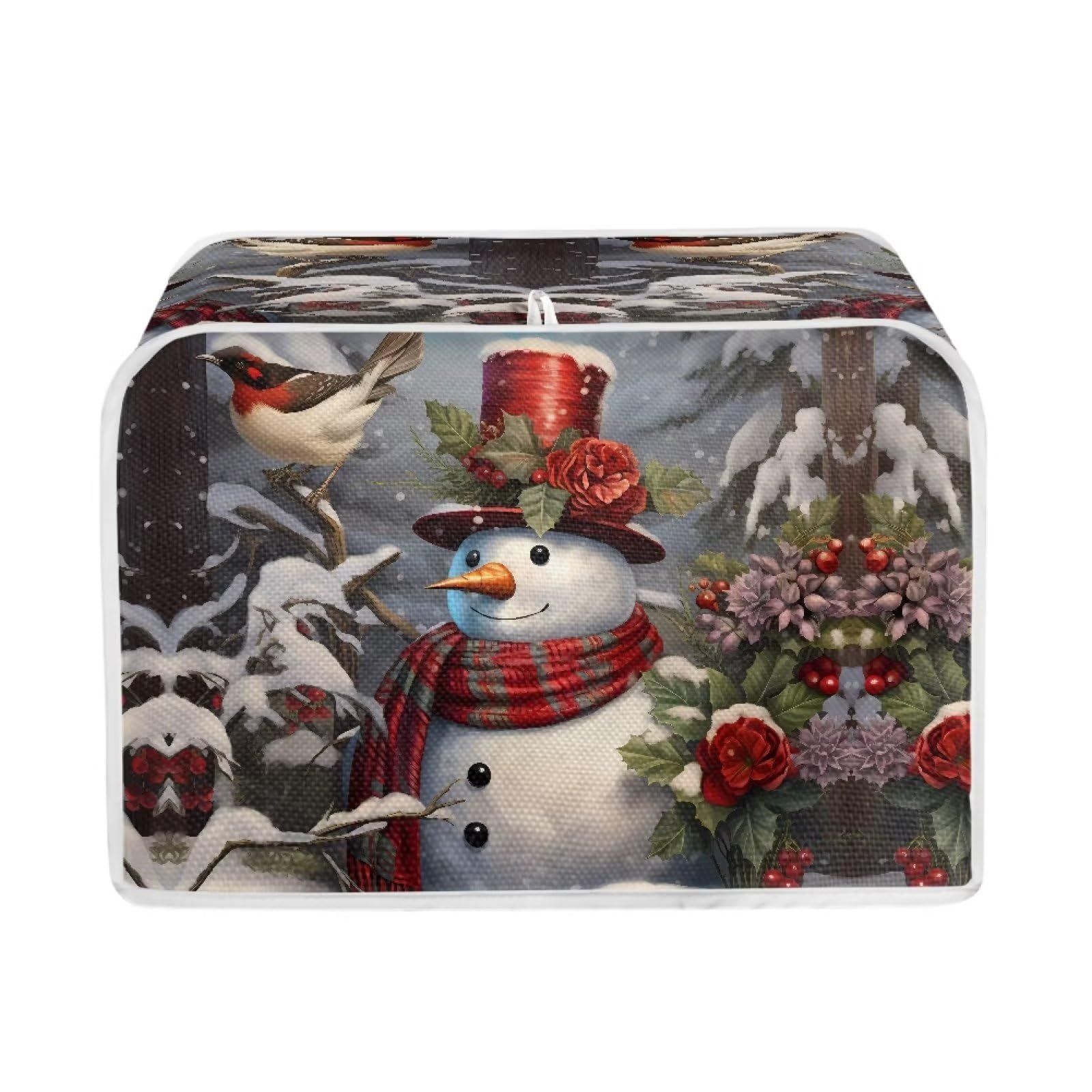 2 Slice Toaster Cover - Christmas Snowman Printed Bread Maker & Microwave Oven Dust Cover - Kitchen Appliance Protector with Fingerprint Protection - Perfect for Holiday Decor & Small Appliance Storage