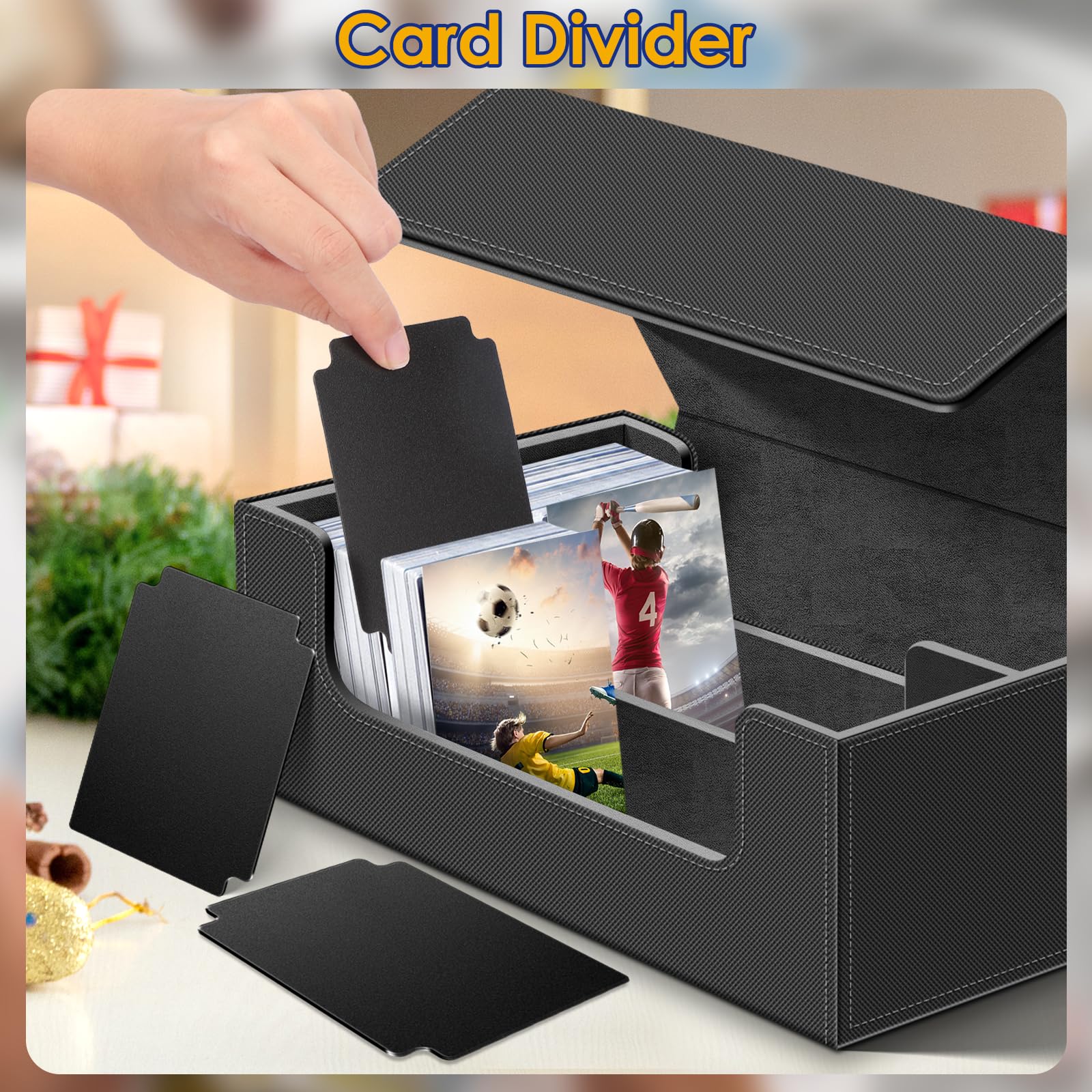 Premium 1200+ Trading Card Deck Case - Leather Magnetic Closure Storage Box for Magic, Sports & Game Cards - Durable Commander Card Protector (Black) - Perfect for Collectors, Tournaments & Home Storage