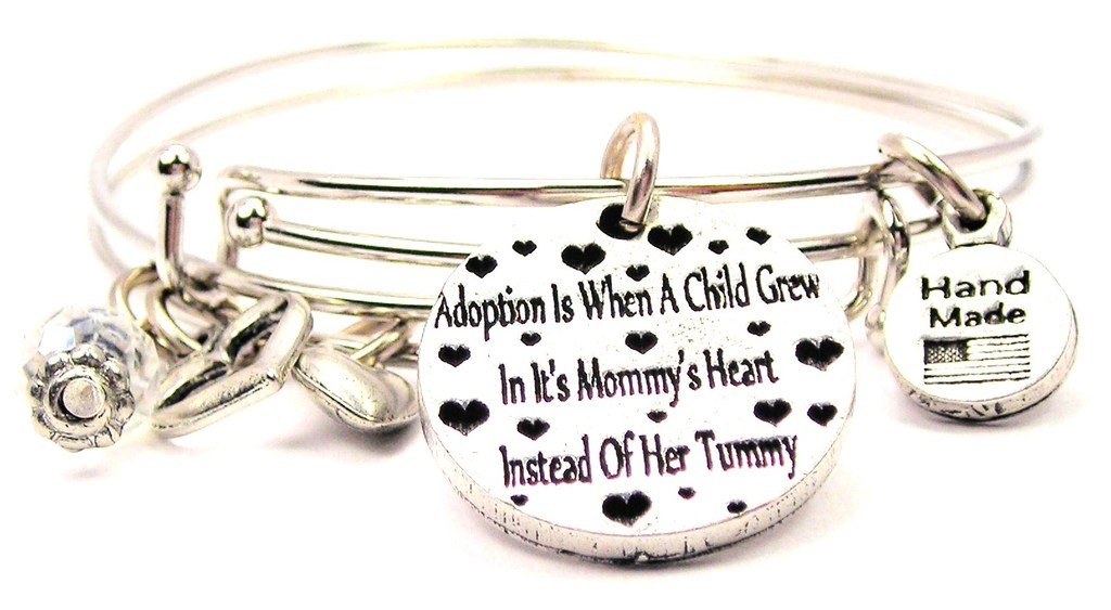 Adoption Heart Bangle Set - 2 Piece Jewelry for Moms & Kids