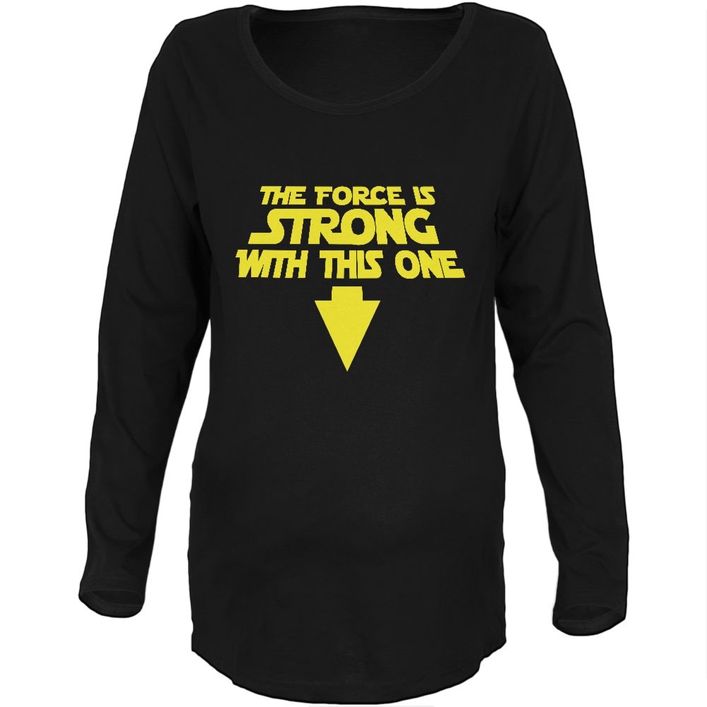 Star Wars Inspired Black Maternity Long Sleeve T-Shirt - Soft Cotton Pregnancy Shirt for Women (Medium) - Perfect for Everyday Wear & Baby Showers