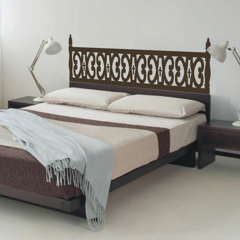 Carved Wood Headboard Wall Decal - Peel & Stick Vinyl Wall Art for Bedroom Decor - Elegant Black Wooden Headboard Sticker (Small Size) - Perfect for Master Bedrooms, Guest Rooms & Apartment Decor