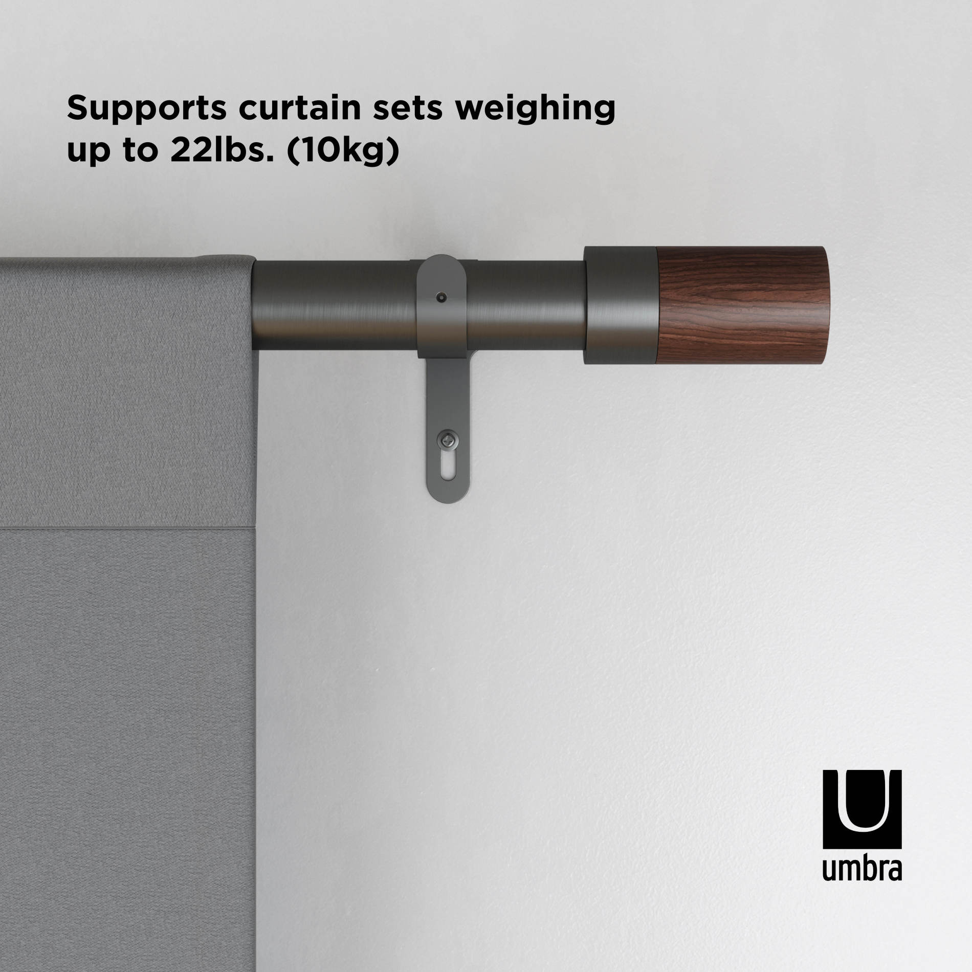 Blok Curtain Rod - Adjustable Modern Window Curtain Rod for Home Decor | Perfect for Living Room, Bedroom & Dorm Room
