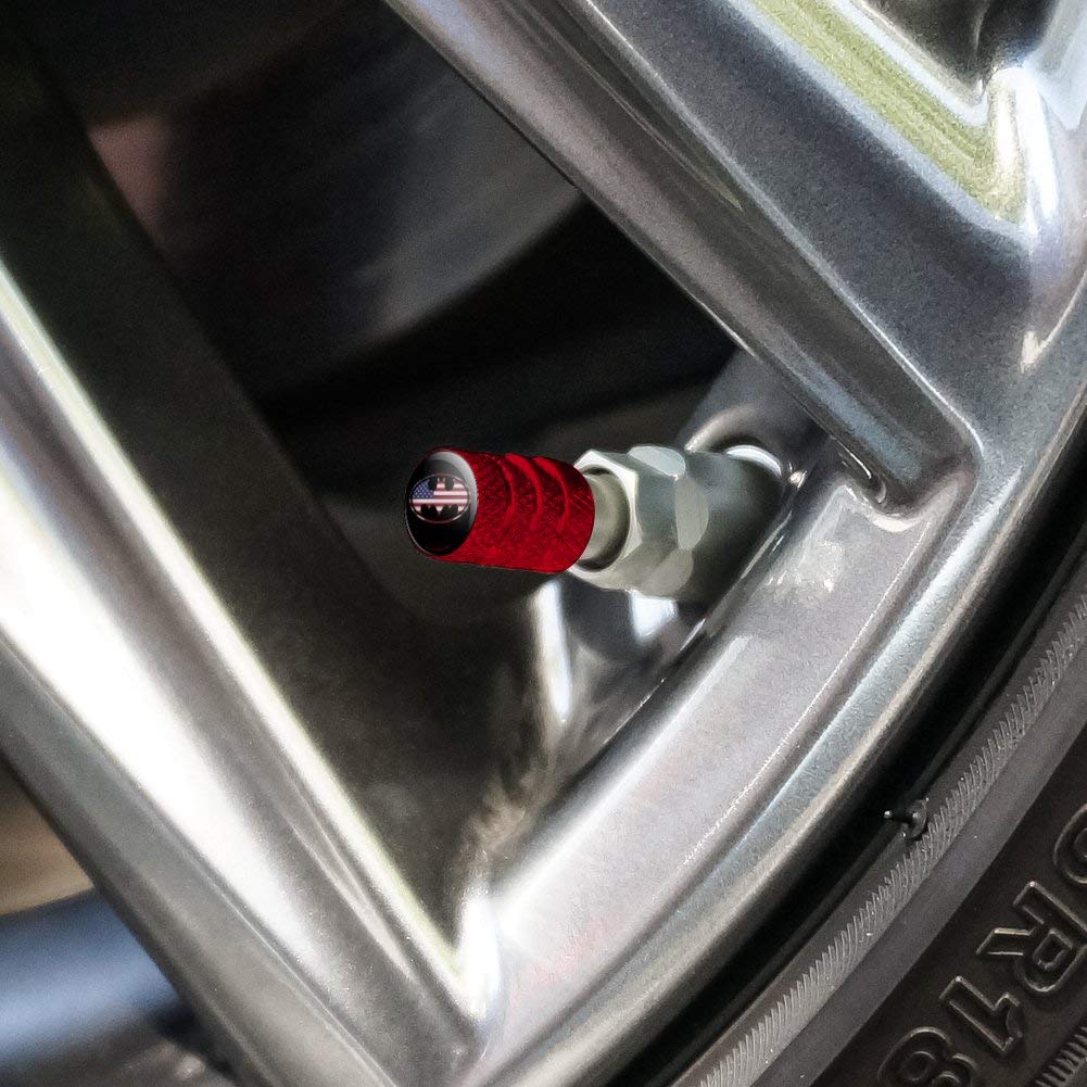 Batman USA Flag Shield Logo Aluminum Valve Stem Caps for Car Wheels - American Superhero Tire Accessories for DC Fans & Auto Enthusiasts