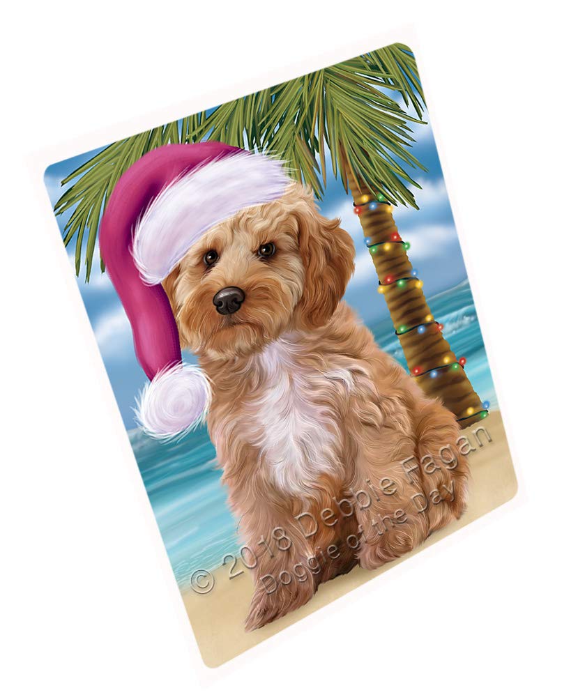 Christmas Cockapoo Dog on Tropical Island Beach Large Refrigerator Magnet - 18x24 Inch Holiday Decor for Kitchen, Dishwasher Safe - Perfect for Festive Home Decor & Gift Giving