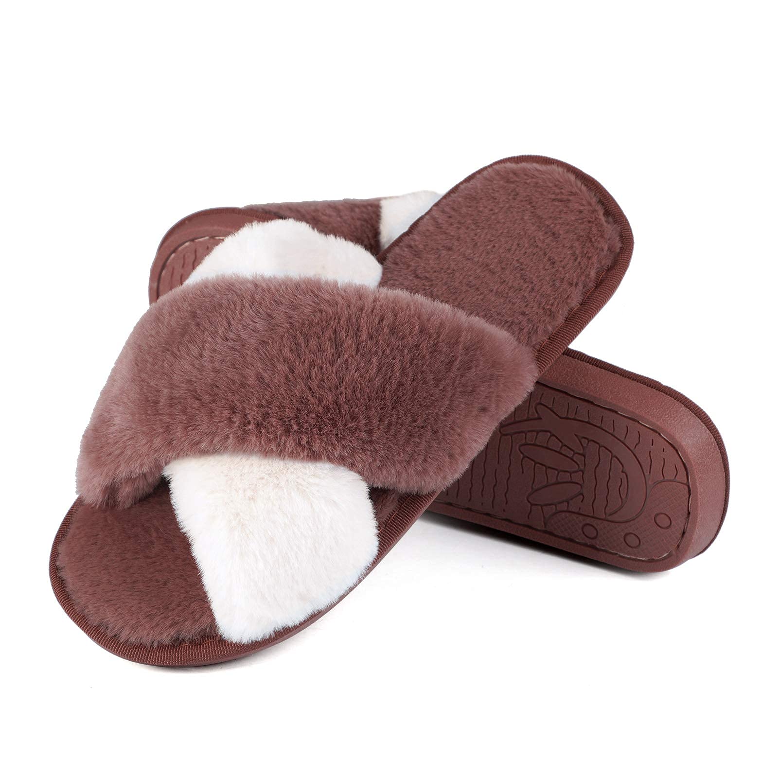 Women's Fuzzy Plush Slippers - Soft Cozy Open-Toe House Shoes for Indoor & Outdoor Use | Perfect for Bedroom, Lounge & Backyard Relaxation