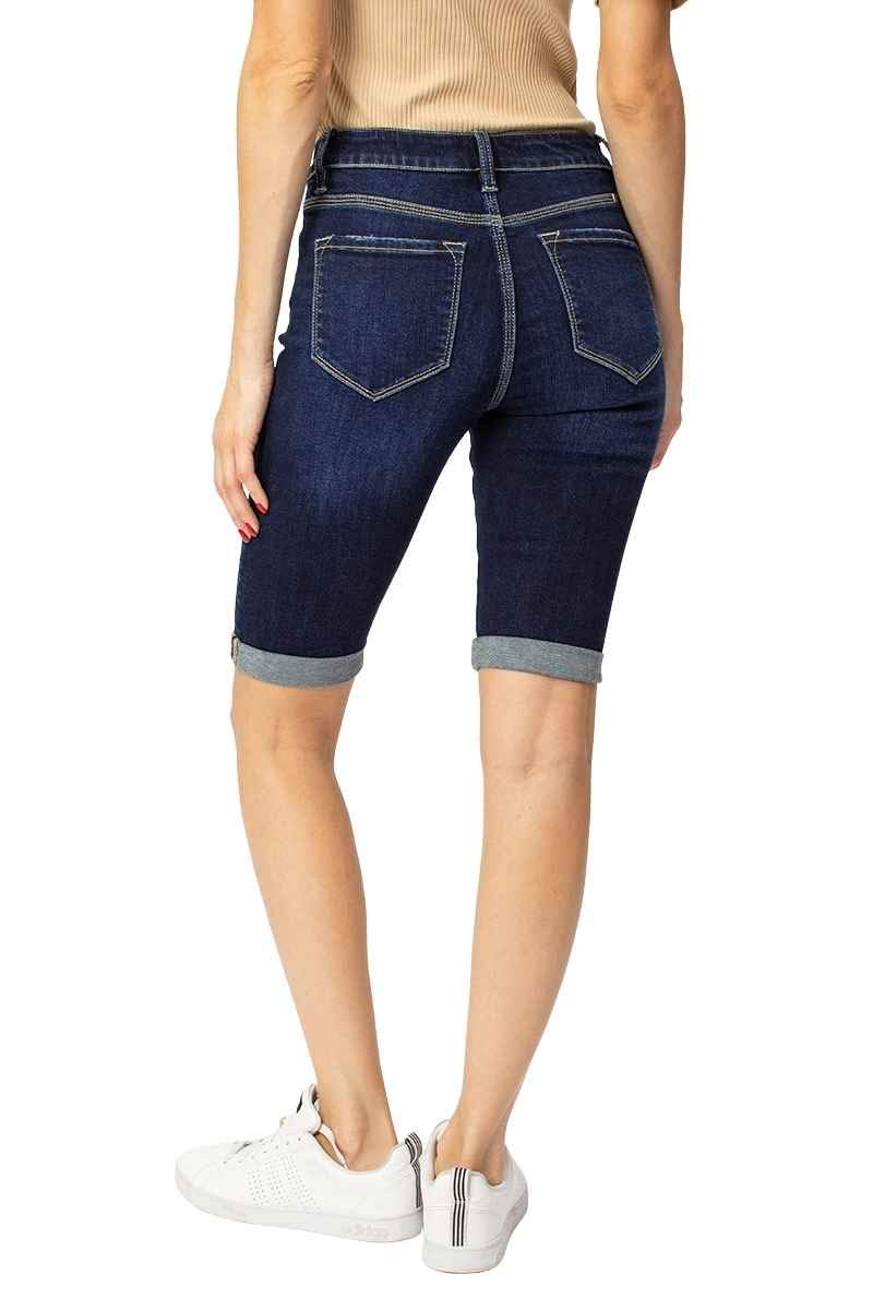 Kan Can Women's High Rise Bermuda Shorts - Comfortable Stretch Denim Summer Shorts for Casual Wear, Beach & Vacation | Plus Size Options Available