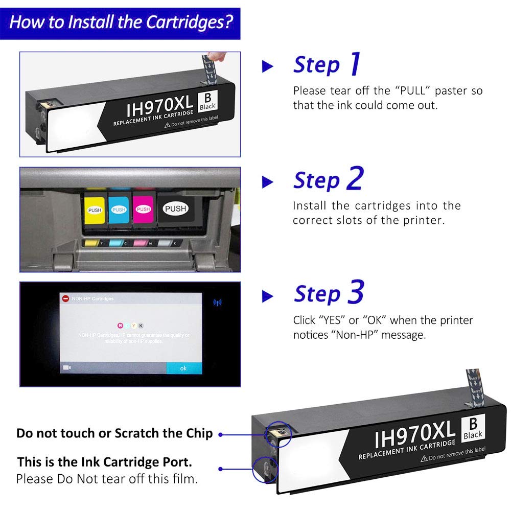 HP 970XL 971XL Compatible Ink Cartridges (4-Pack) - Replacement for HP OfficeJet Pro X476dw/X576dw/X451dw/X551dw/X451dn/X476dn Printers - High Yield Printing for Home & Office Documents, Photos, and Reports