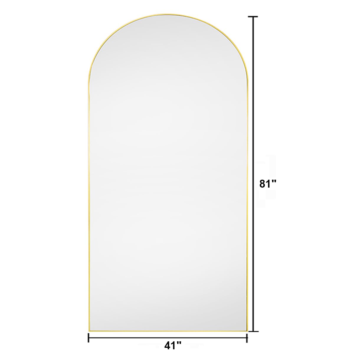 81×41 Inch Large Floor Mirror - Oversized Full Length Arched Standing Mirror with Gold Aluminum Frame for Bedroom, Living Room, or Dressing Area