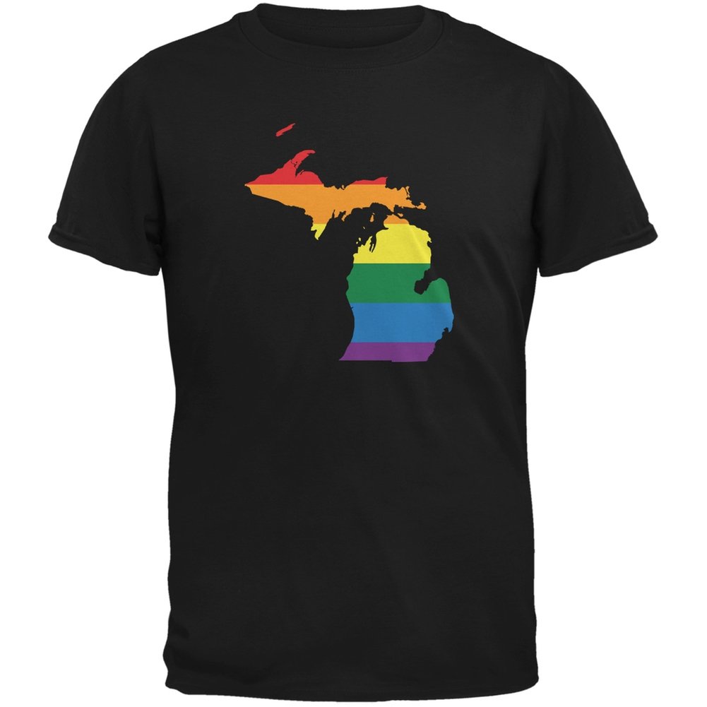 Old Glory Michigan LGBT Gay Pride Rainbow Black Youth T-Shirt - Youth Large | Support LGBTQ+ Equality | Perfect for Pride Parades, School Events & Community Gatherings