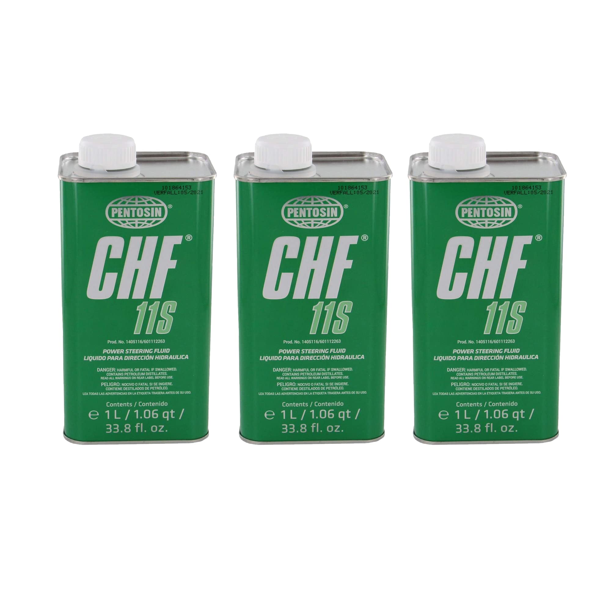 Pentosin CHF 11S Power Steering Fluid - 3 Pack (1 Liter Each) - Full Synthetic Hydraulic Oil for BMW, Mercedes, Porsche - Ideal for High-Performance Vehicles & Smooth Steering