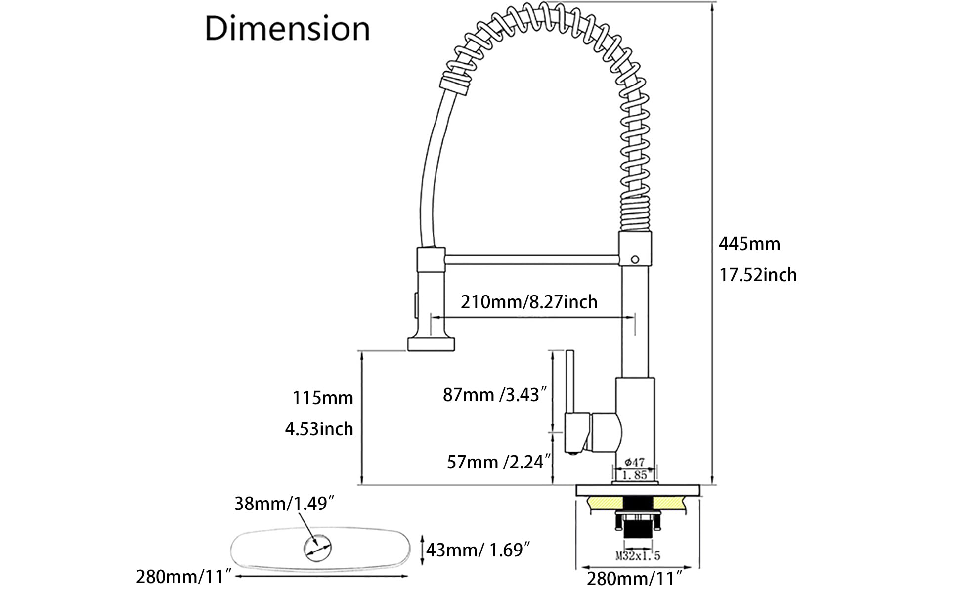 Black and Gold Kitchen Faucet with Pull Down Sprayer - Single Handle Spring Design for RV, Farmhouse & Laundry Sink - High Arc Spout for Easy Washing & Cleaning - Perfect for Modern Kitchens, Campers & Utility Rooms