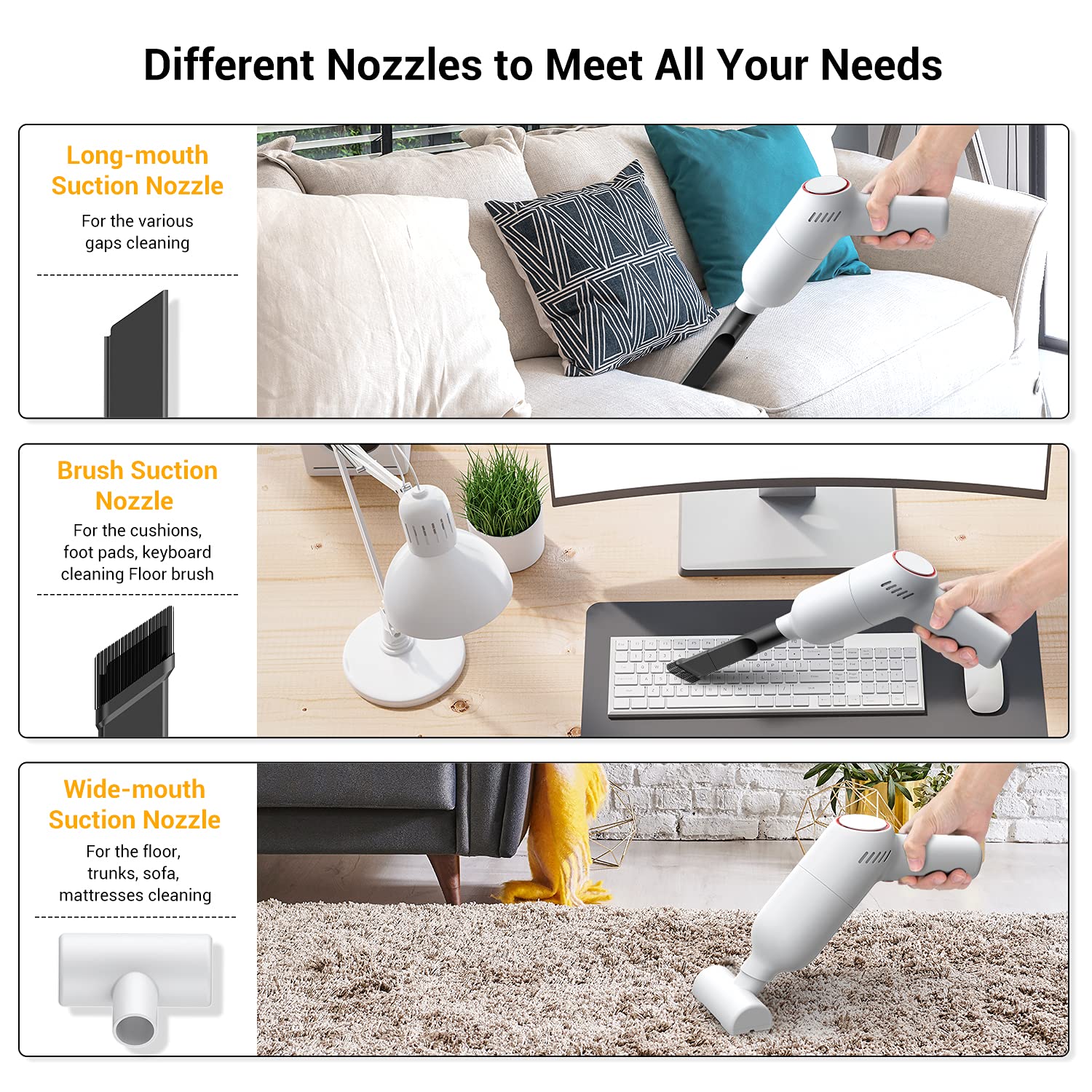 Cordless Handheld Vacuum Cleaner - Mini Rechargeable for Car & Carpet