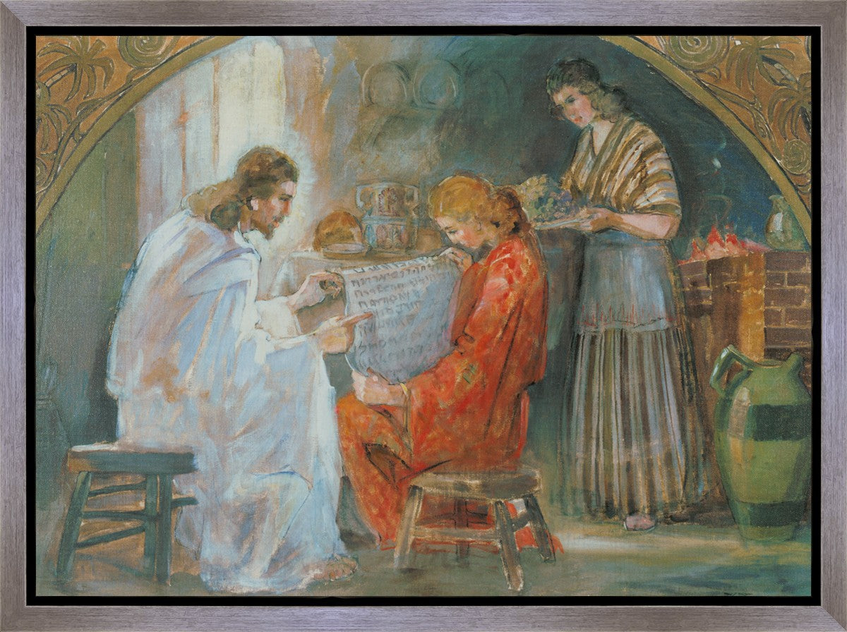 Jesus Christ with Mary and Martha - Religious Christian Art Print - Gallery Wrap Canvas for Home Decor, Church, and Prayer Room