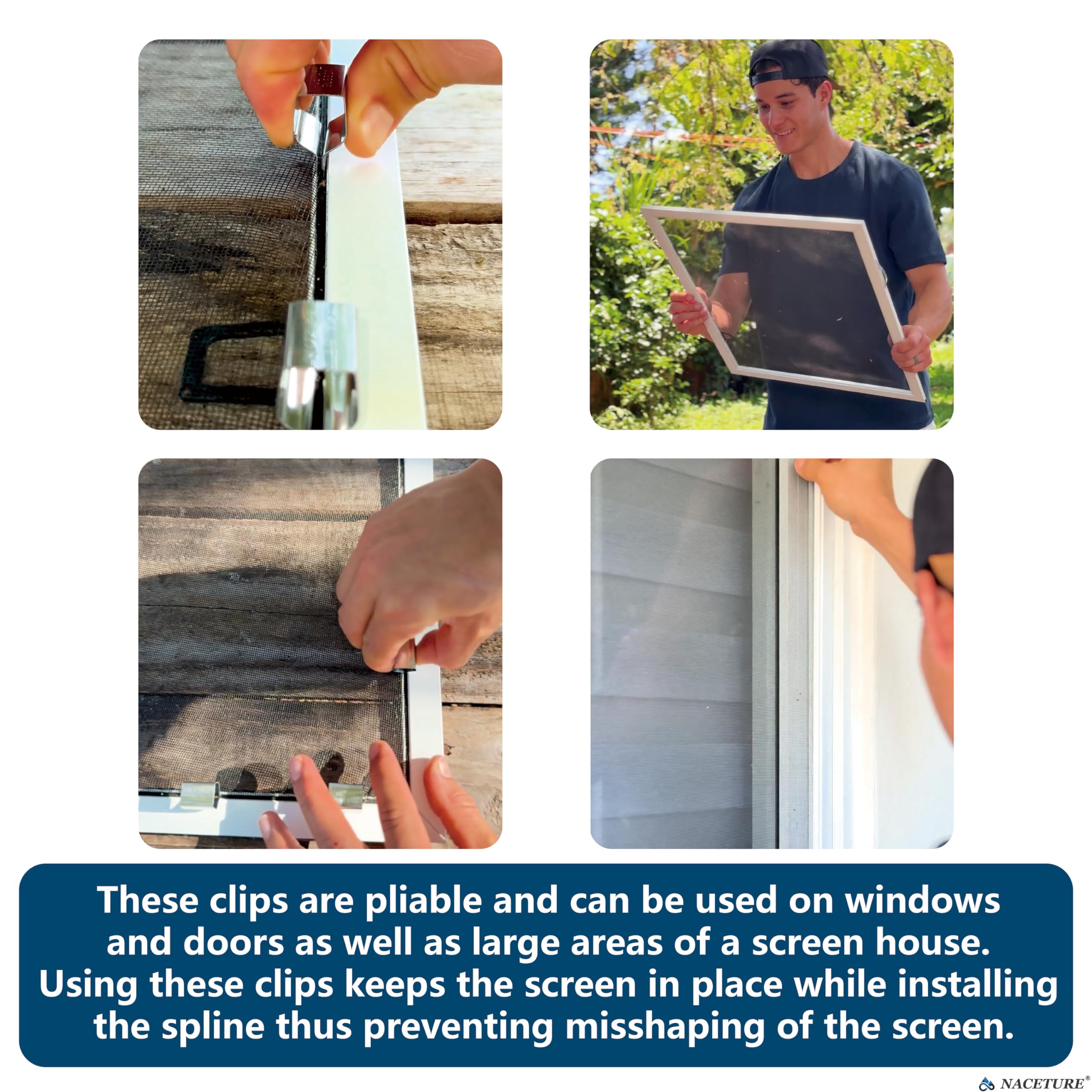 10 Pack Screen Door Installer Clips - Heavy Duty Screen Retainer Clips for Rescreening Windows & Doors | Perfect for Patio, Garage, and Home Screen Repair | Easy Installation & Secure Fit
