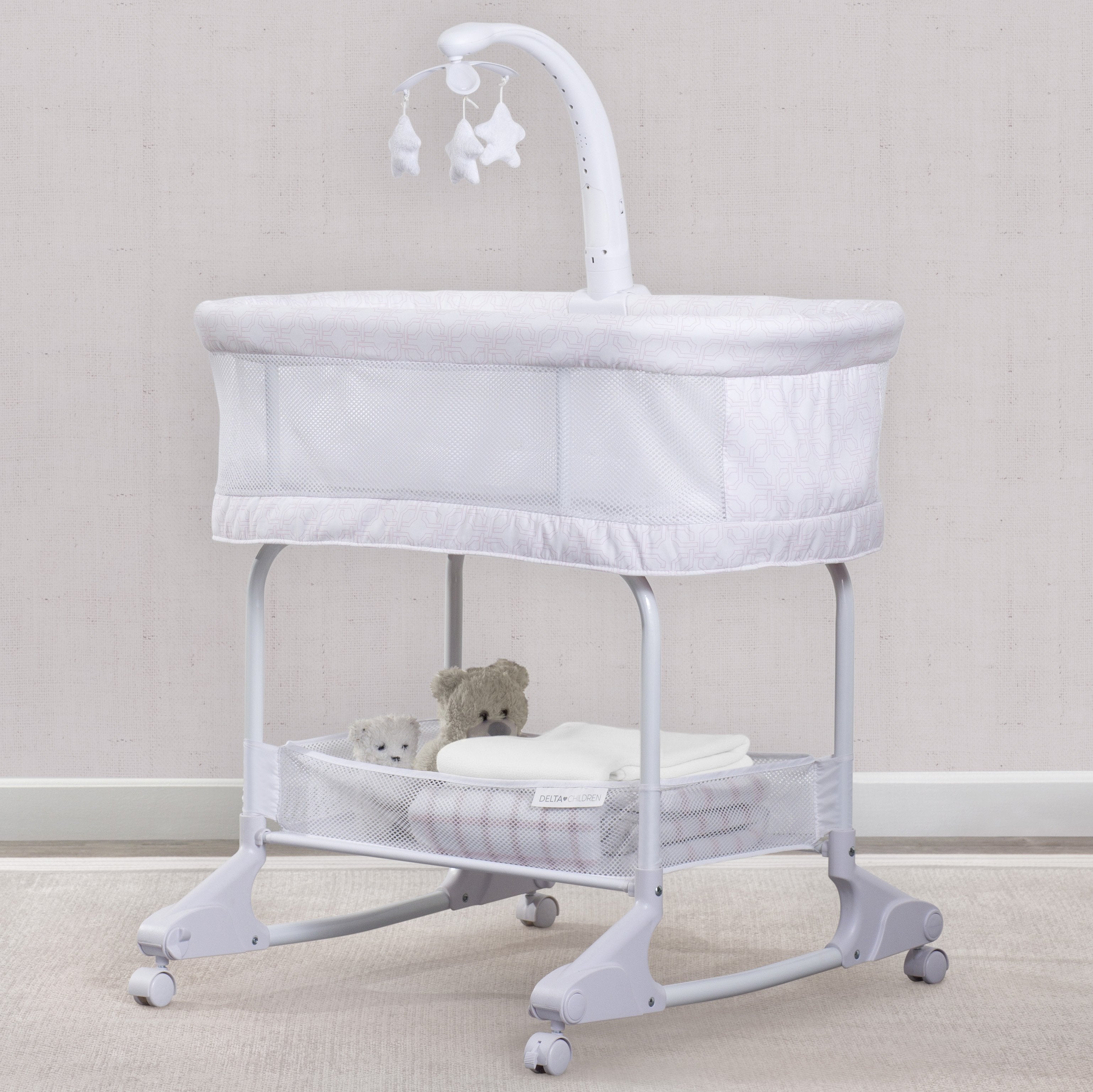 SleepCool Rocking Bassinet with Breathable Airflow Mesh - Portable Baby Crib for Nursery, Bedroom & Travel | Gentle Motion for Soothing Newborns