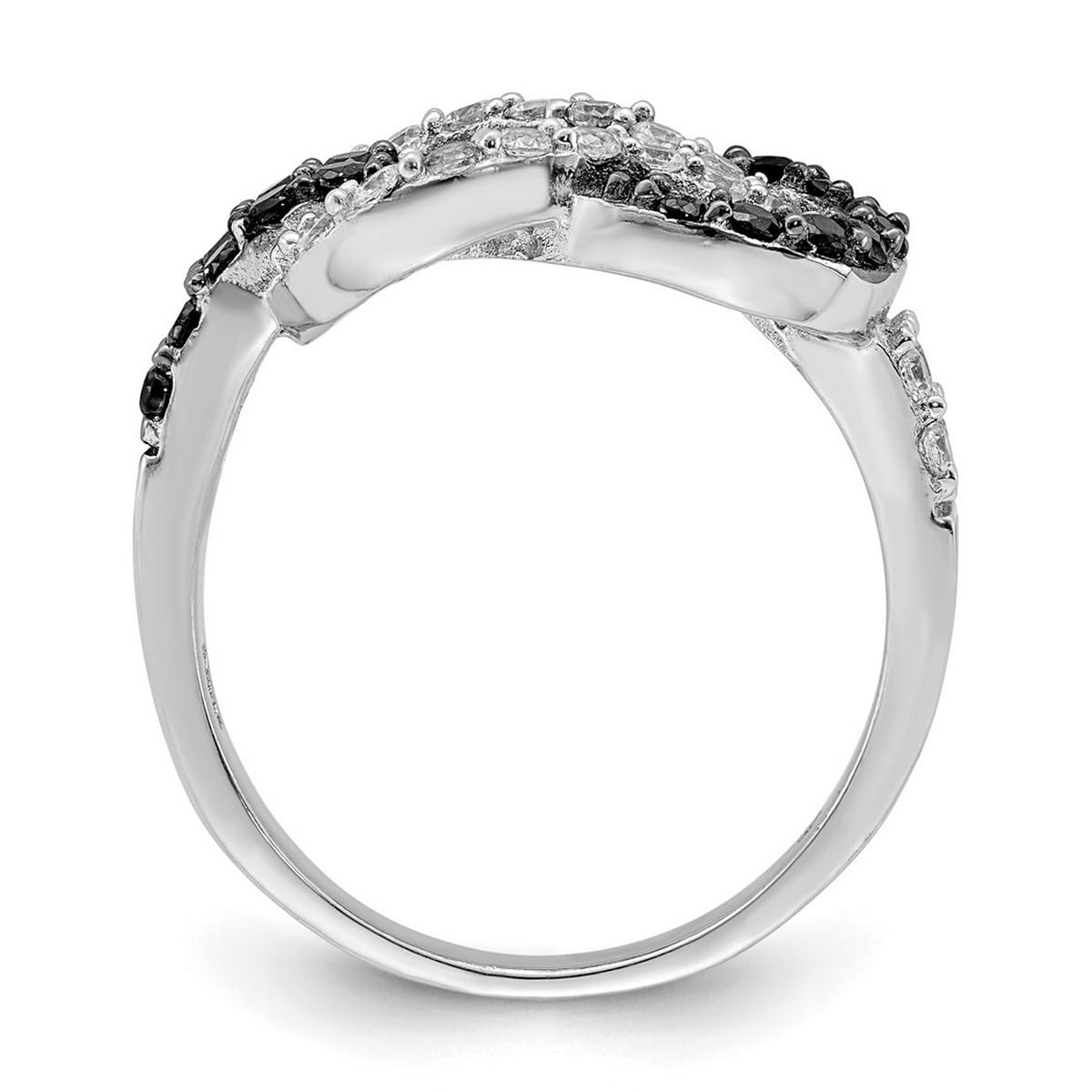 925 Sterling Silver Rhodium Plated Black & Clear CZ Cubic Zirconia Love Knot Ring for Women - Elegant Simulated Diamond Statement Jewelry for Anniversary, Valentine's Day & Special Occasions