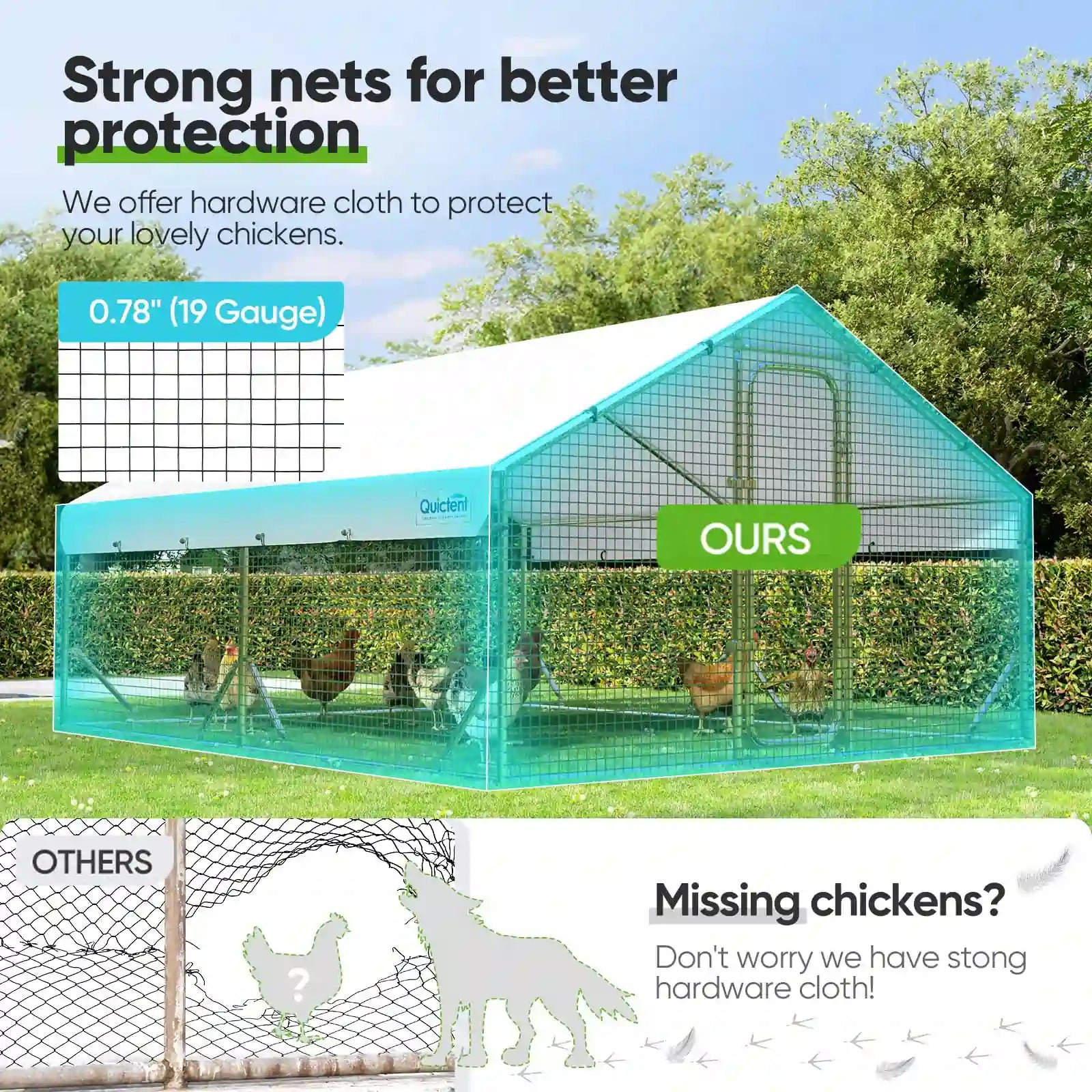 Large Metal Chicken Coop Run - Durable Outdoor Poultry Pen for Hens & Roosters - Perfect for Backyard Farming & Free Range Chicken Keeping