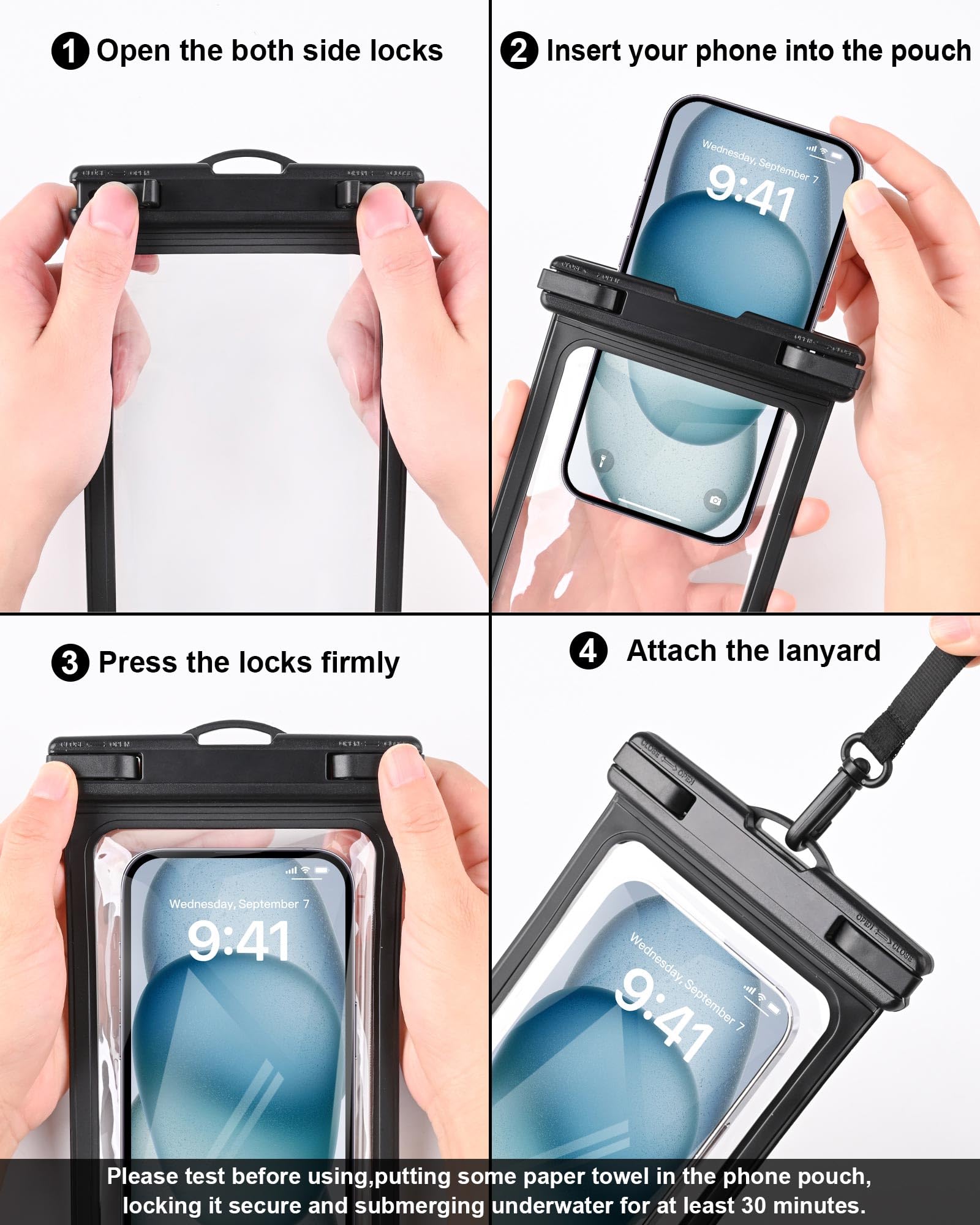 Waterproof Phone Pouch (2-Pack) for iPhone 16/15/14/13/12 Plus Pro Max & Galaxy - Cruise, Beach, Kayak Essentials - Dry Bag for Swimming, Snorkeling & Water Sports