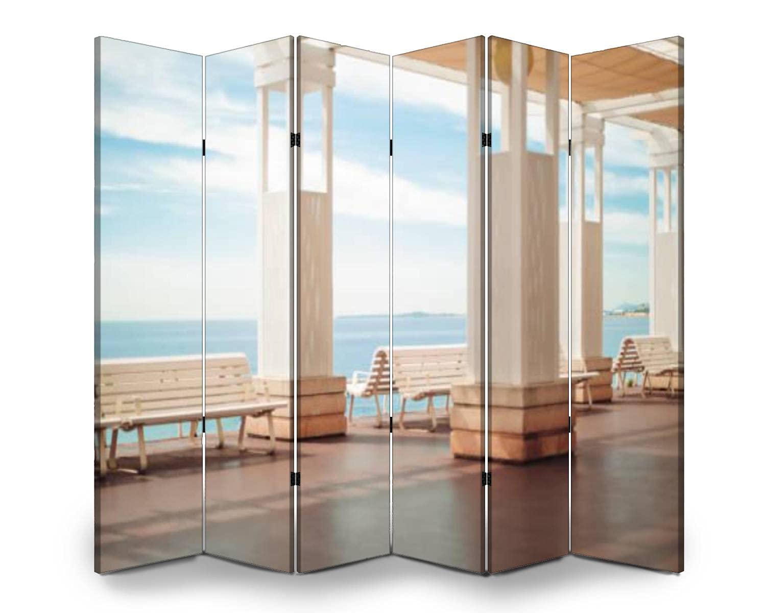 Dola-Dola 6 Panel Folding Room Divider - White Canvas Privacy Screen for Indoor Space Separation | Freestanding Partition Wall for Home, Office, and Event Use | Perfect for Creating Private Areas in Living Rooms, Bedrooms, and Commercial Spaces