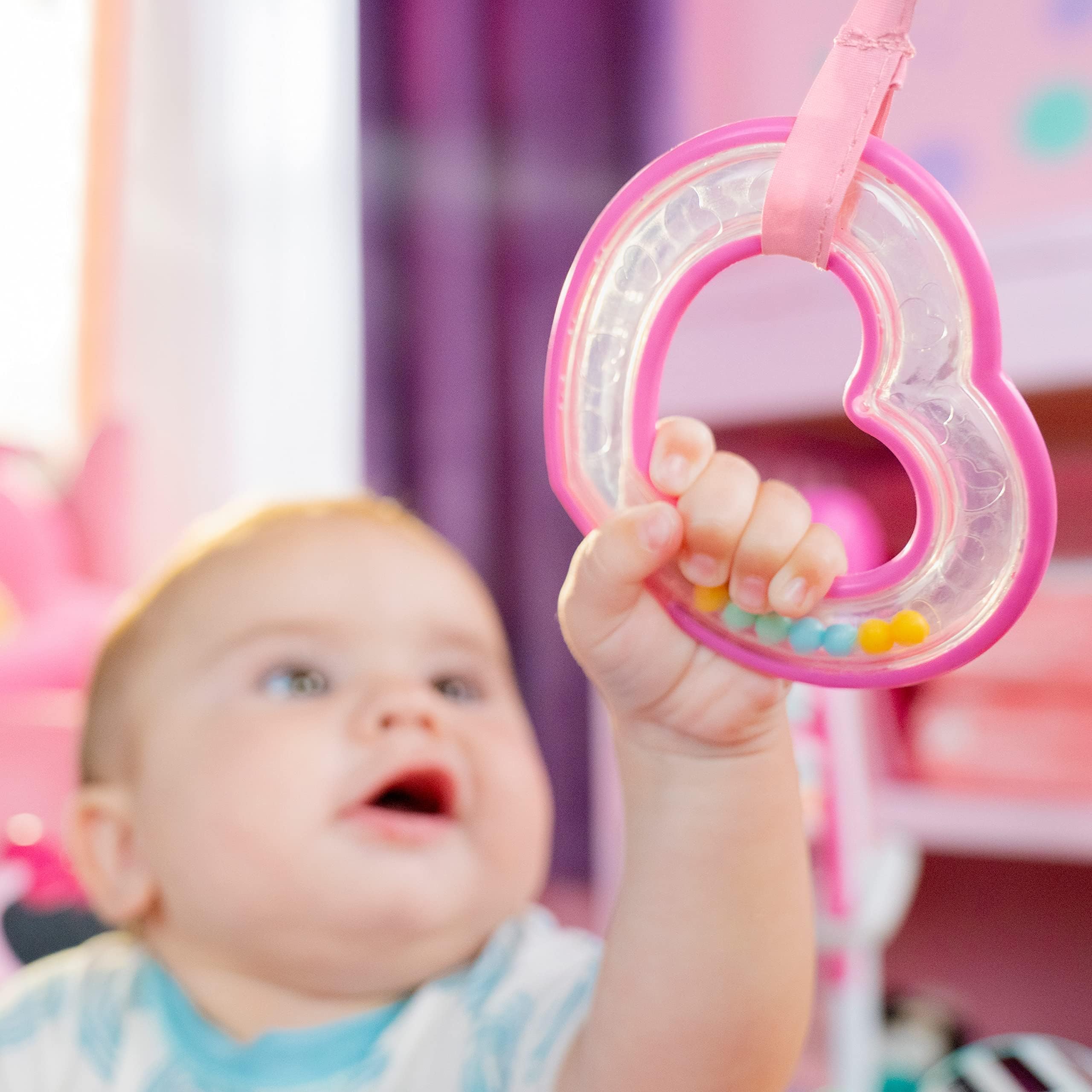 Bright Starts Disney Baby Minnie Mouse Forever Besties Baby Activity Jumper with 10 Interactive Toys, Lights & Sounds, 360-Degree Rotating Seat for Infants 6-12 Months (Pink) - Perfect for Playtime, Learning & Motor Skill Development
