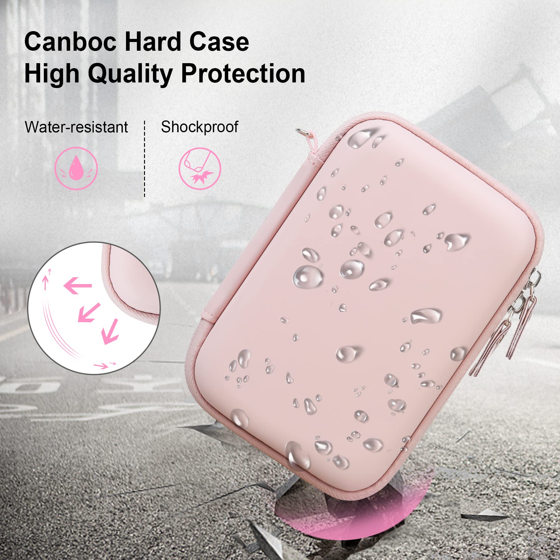 Phomemo D30 D35 & Memoking D30 Label Maker Case - Portable Thermal Bluetooth Label Printer Storage Bag with Mesh Pockets for Label Paper & Cables (Pink) - Perfect for Office, Home & Craft Organization