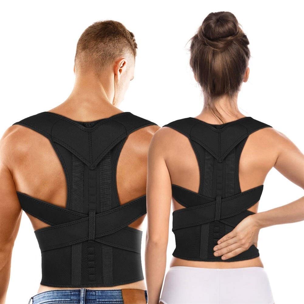 Magnetic Therapy Posture Corrector Brace - Adjustable Back Support Belt for Men, Women & Teens - Spinal Alignment & Shoulder Pain Relief (Black, Size L) - Ideal for Office Work, Driving & Daily Comfort