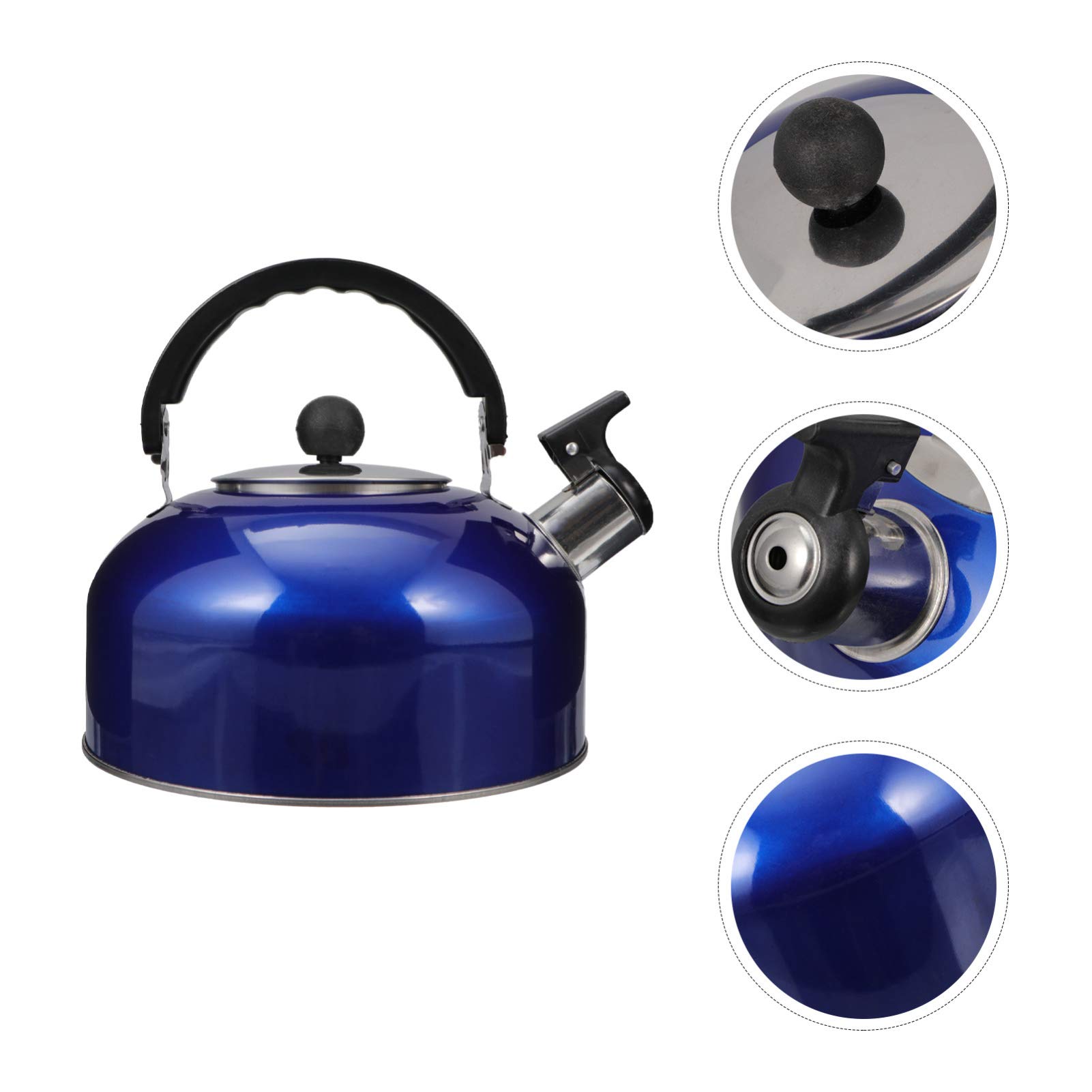 Premium Stainless Steel Whistling Tea Kettle - Stovetop Whistling Teapot for Coffee & Tea Making - Ergonomic Handle for Home, Kitchen, Camping & Outdoor Use - Durable Blue Water Kettle for Hiking, Picnics & Daily Brewing
