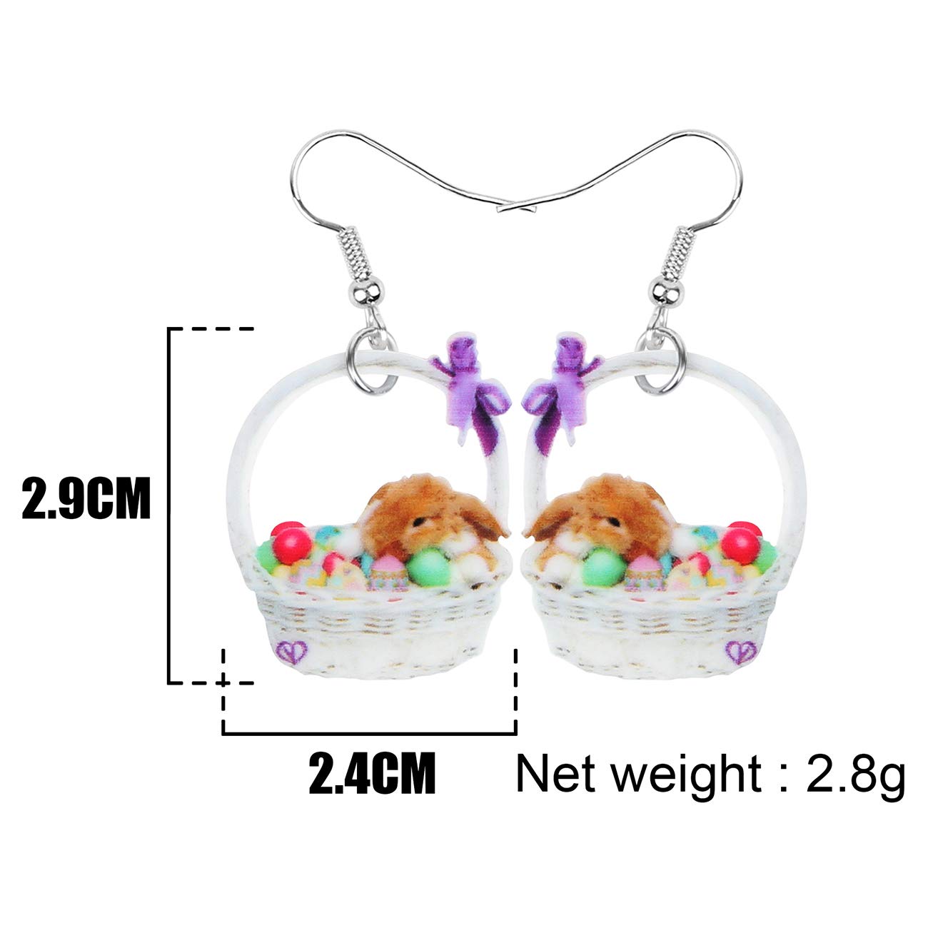 Doway Acrylic Easter Bunny Rabbit Earrings - Cute Drop Dangle Jewelry Gifts for Women & Girls, Funny Party Accessories - Perfect for Easter Celebrations, Spring Festivals & Costume Parties